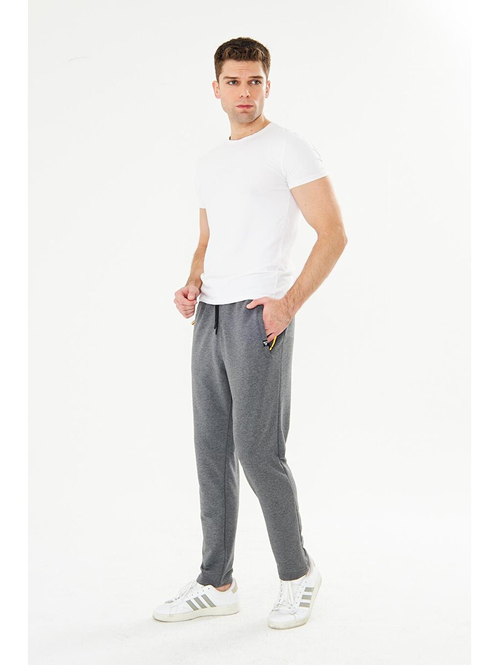 Erkek Pamuklu Fermuarlı Cepli Eşofman Altı Antrasit M. 7814-A