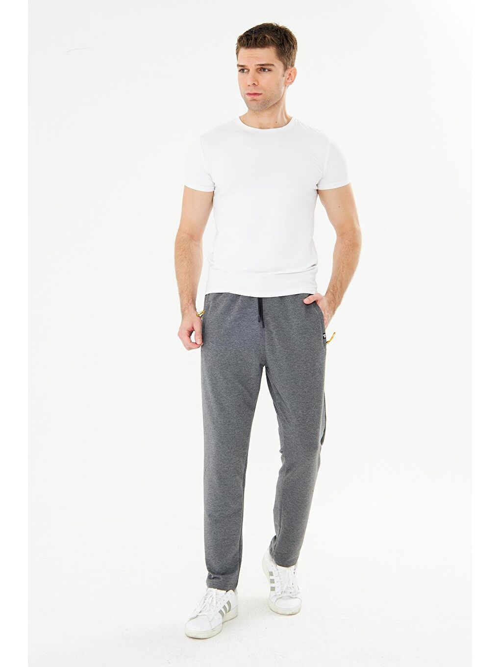 Erkek Pamuklu Fermuarlı Cepli Eşofman Altı Antrasit M. 7814-A-2