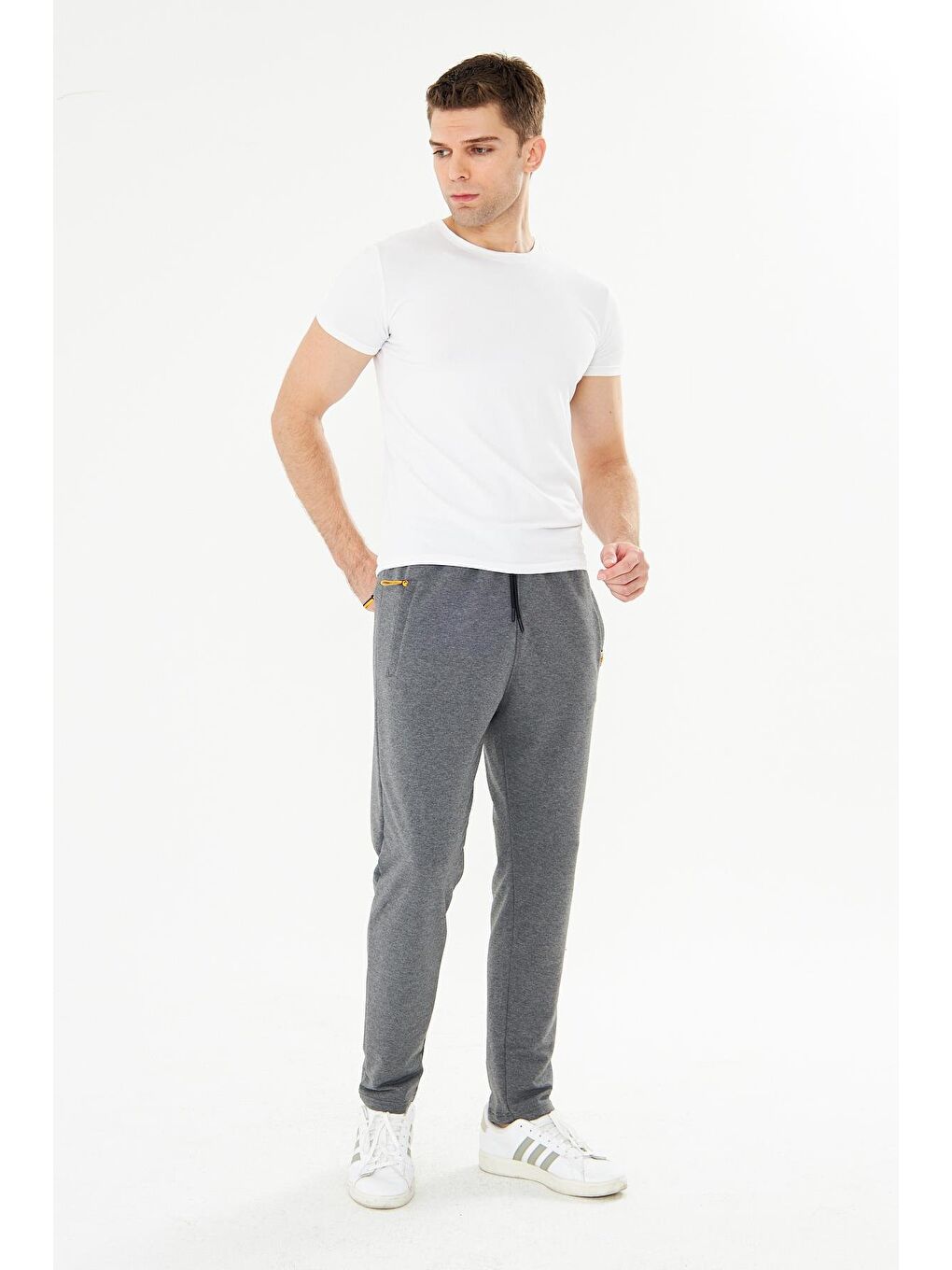 Erkek Pamuklu Fermuarlı Cepli Eşofman Altı Antrasit M. 7814-A-4