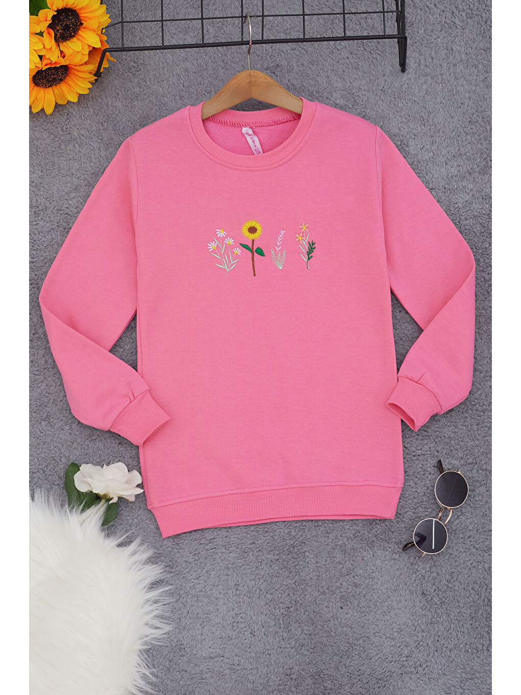 Pembe Life Kids Club Pembe Papatya Nakışlı Kız Çocuk Kız Çocuk Sweatshirt 17205 - 2