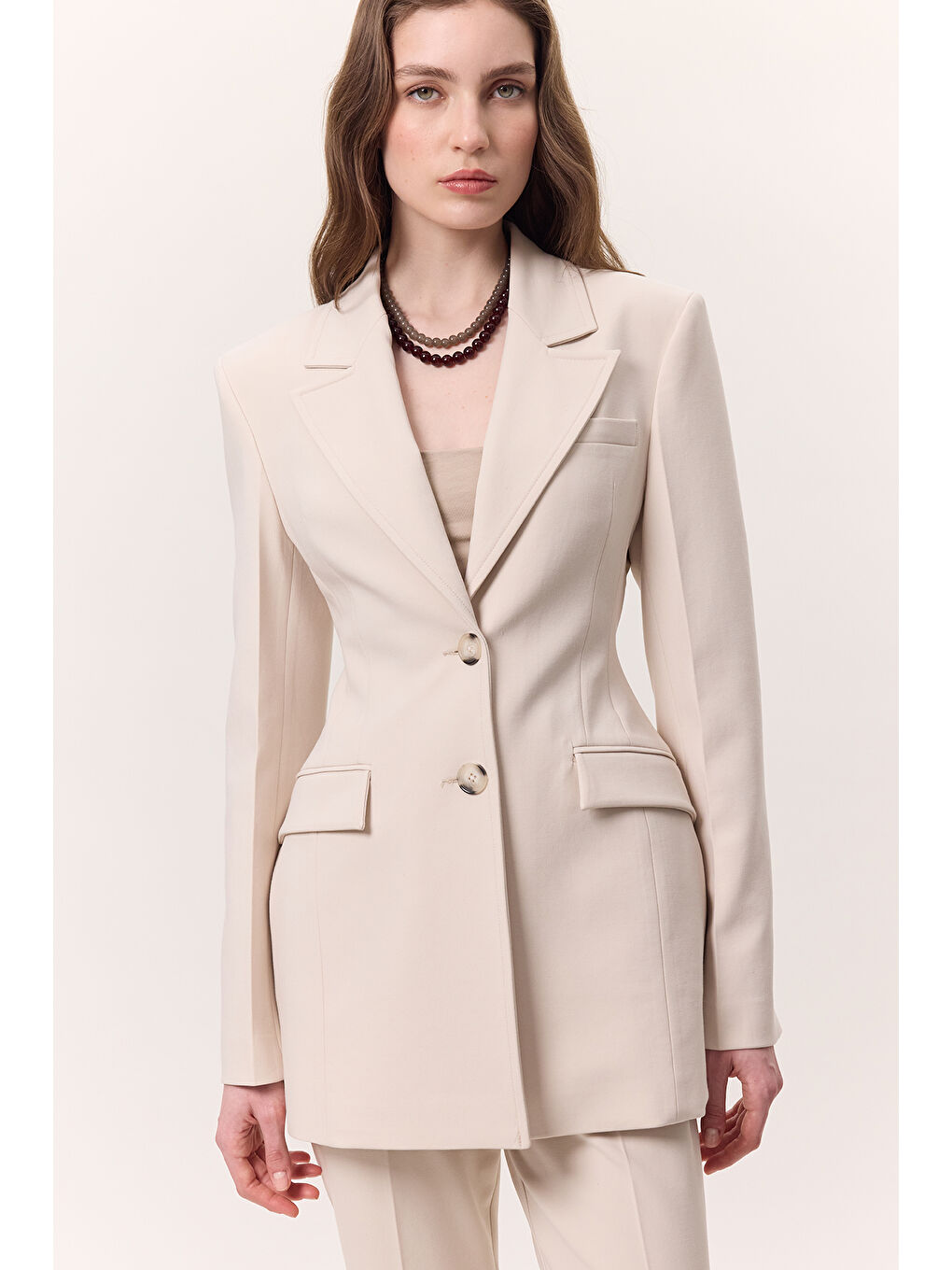 Bej Premıum Vatkalı Fit Ceket Taş-2