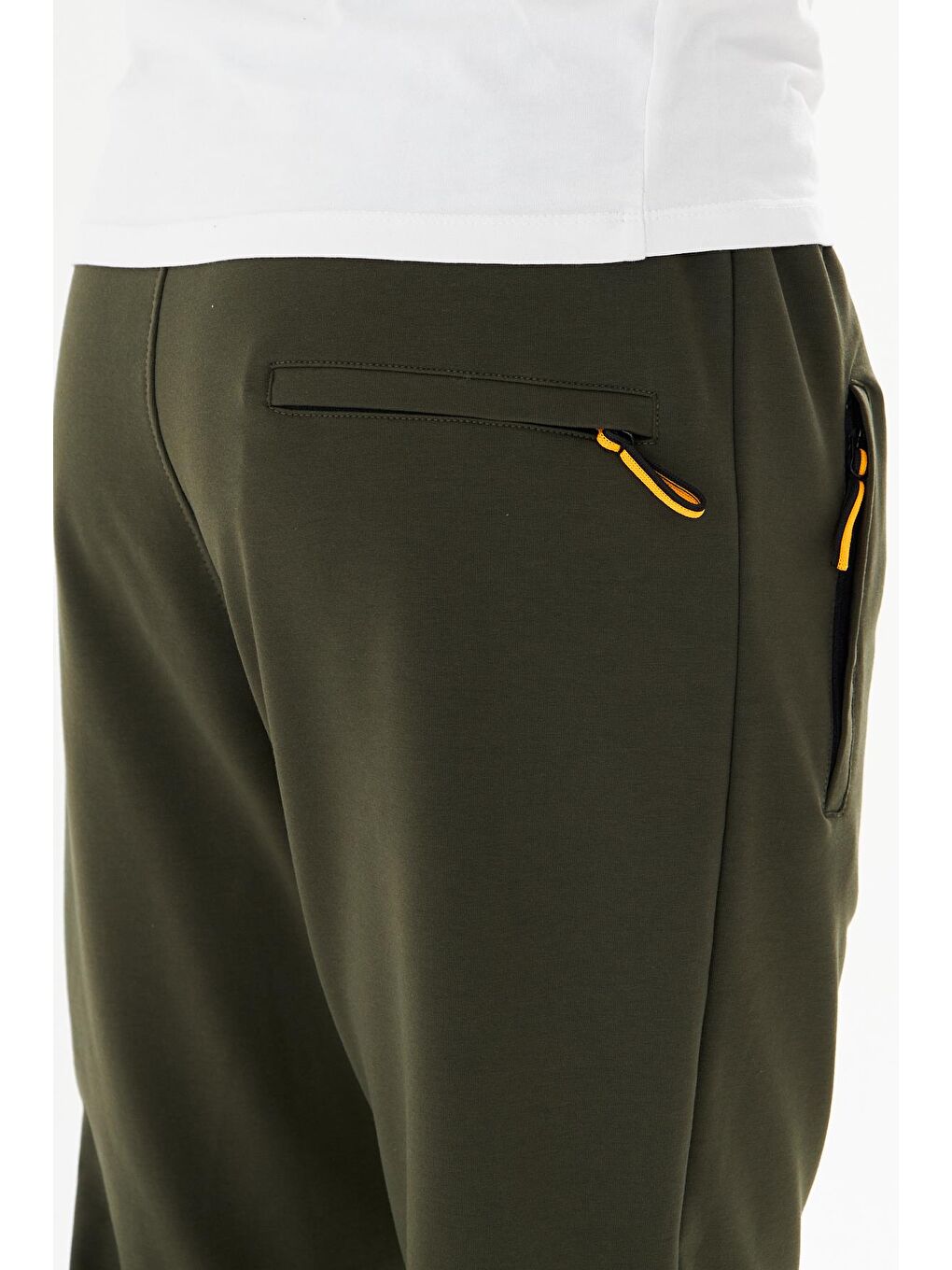 Erkek Pamuklu Fermuarlı Cepli Eşofman Altı Haki 7814-H-7