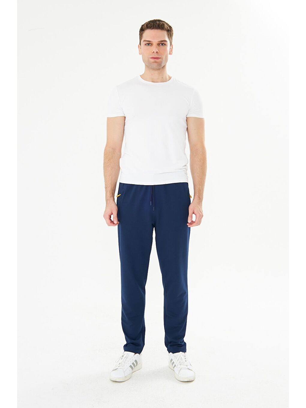 Erkek Pamuklu Fermuarlı Cepli Eşofman Altı İndigo 7814-İ-2