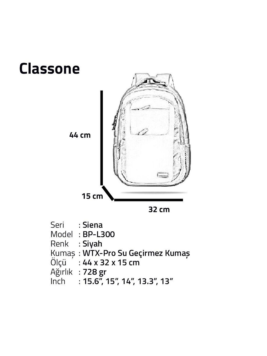 BP-L300 15,6 inç Notebook Siyah Sırt Çantası-2