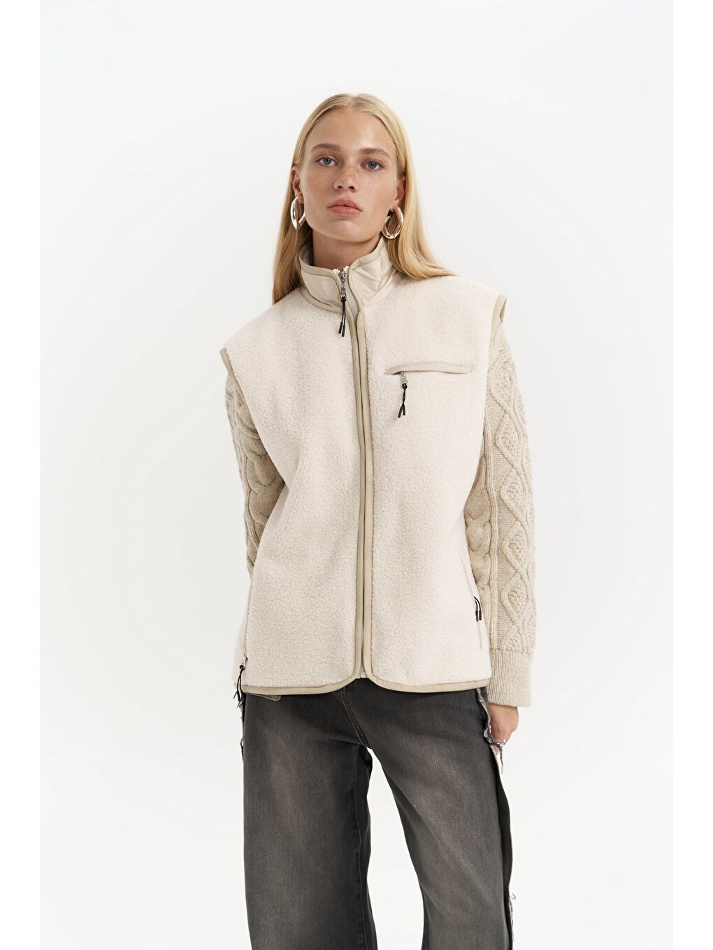 Alberg Bej Salaş Teddy Yelek-3