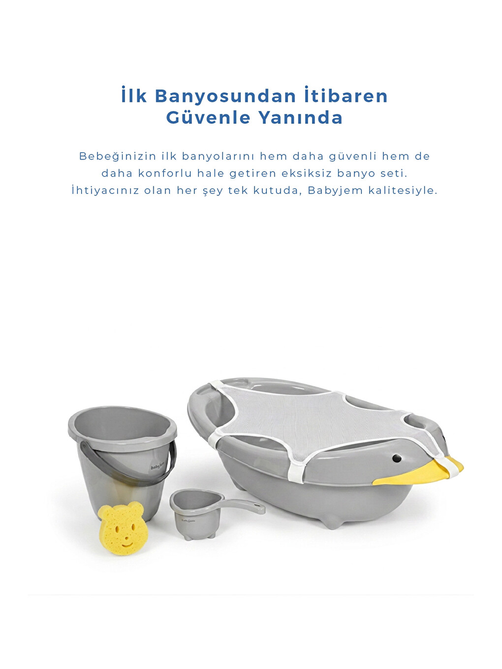 Neşeli Ördek Banyo Seti 5 Parça Soft Gri-3