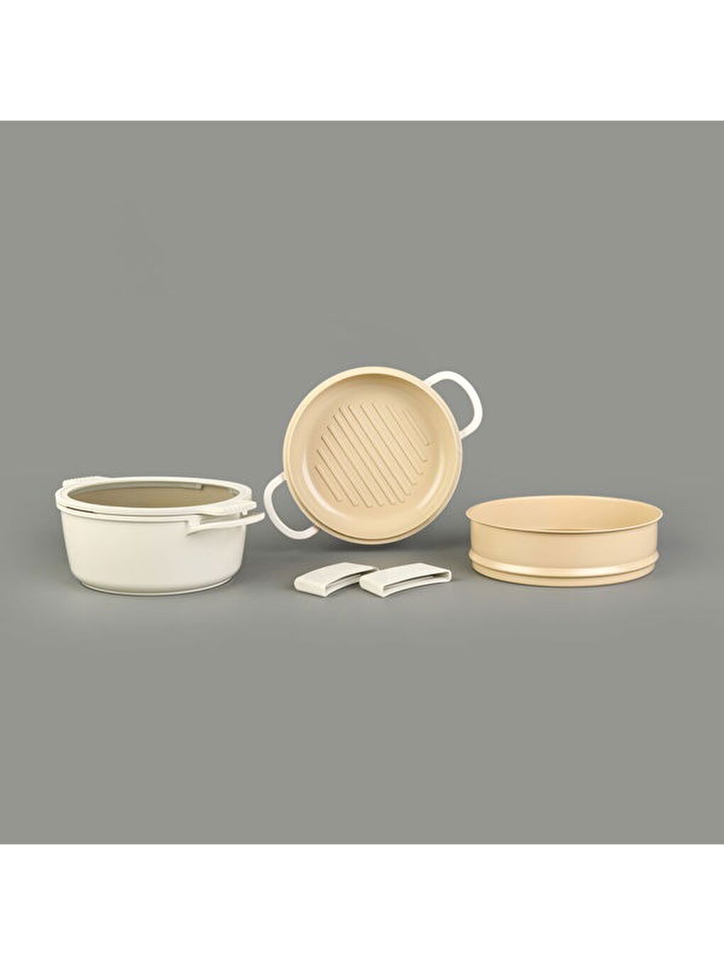 Pienza Alüminyum Tencere Seti - Krem / Bej - 7 Parça