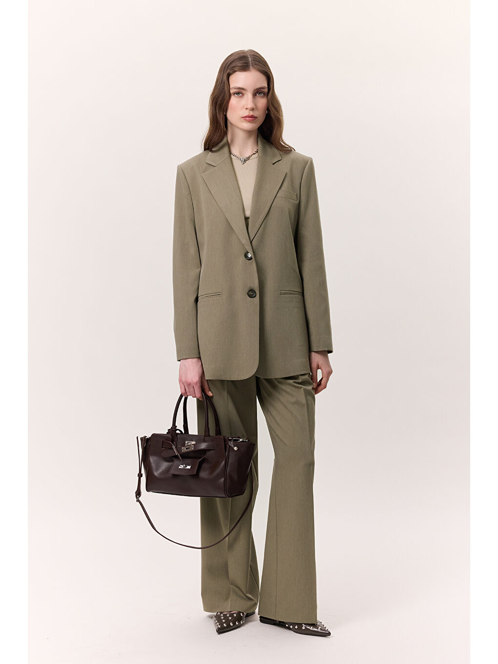 Klasik Kapamalı Blazer Ceket Yeşil-1