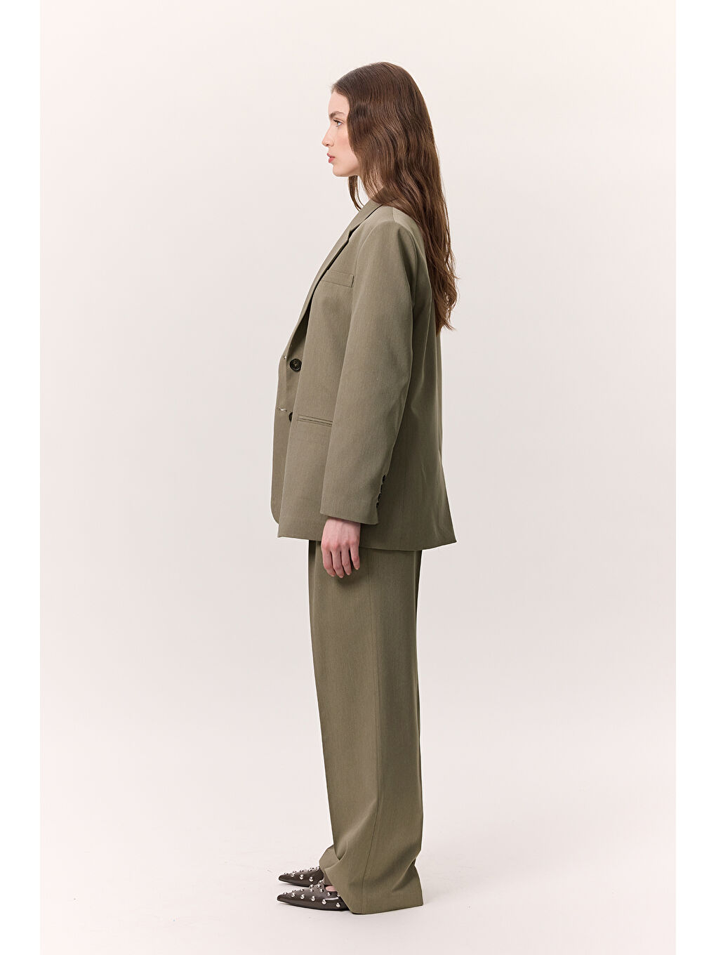 Klasik Kapamalı Blazer Ceket Yeşil-3