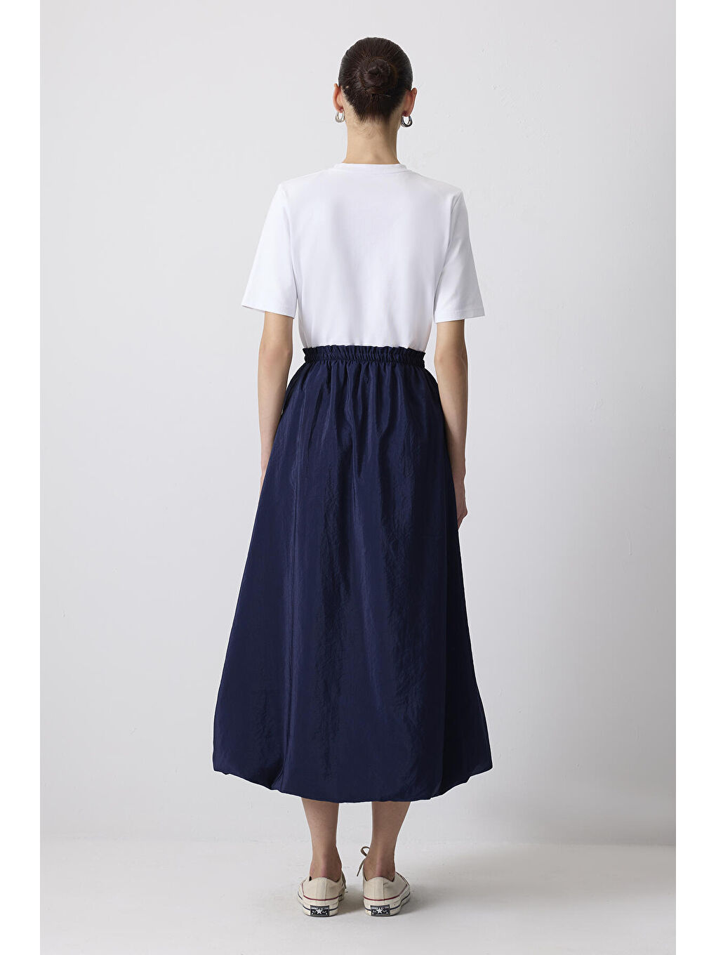 Lacivert Lastikli Balon Etek-3