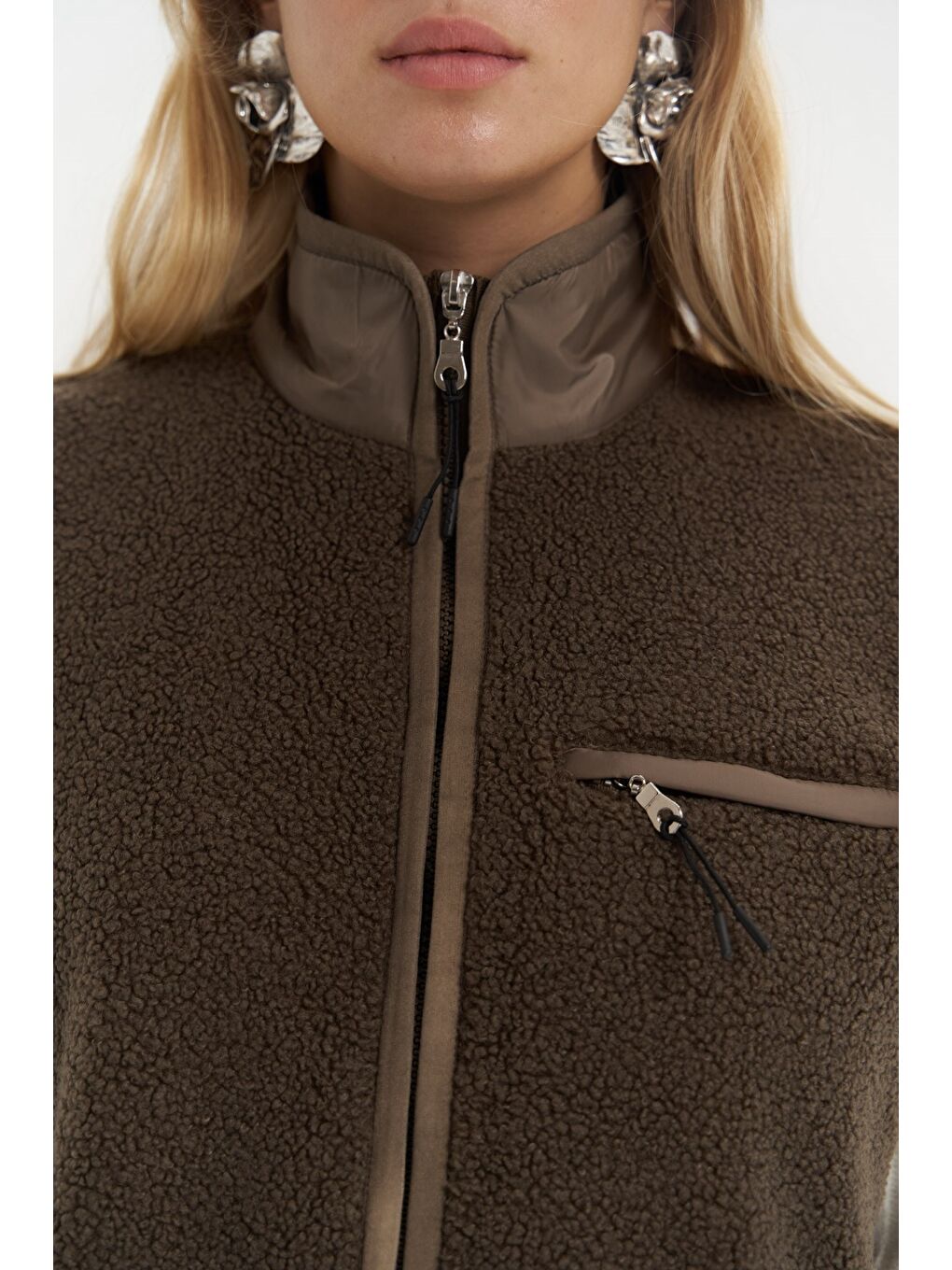 Kahverengi Alberg Kahve Salaş Teddy Yelek-5