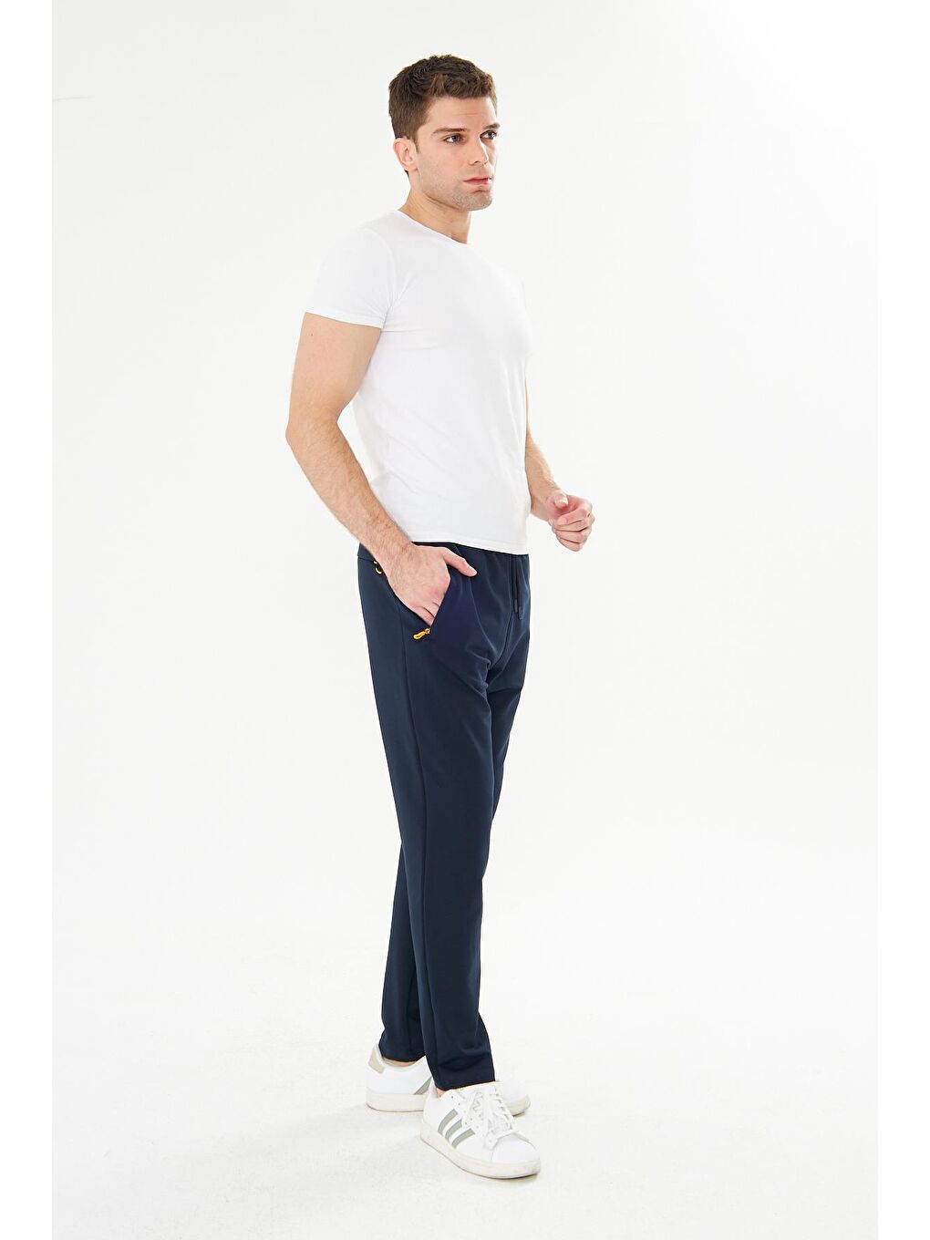 Erkek Pamuklu Fermuarlı Cepli Eşofman Altı Lacivert 7814-L-4