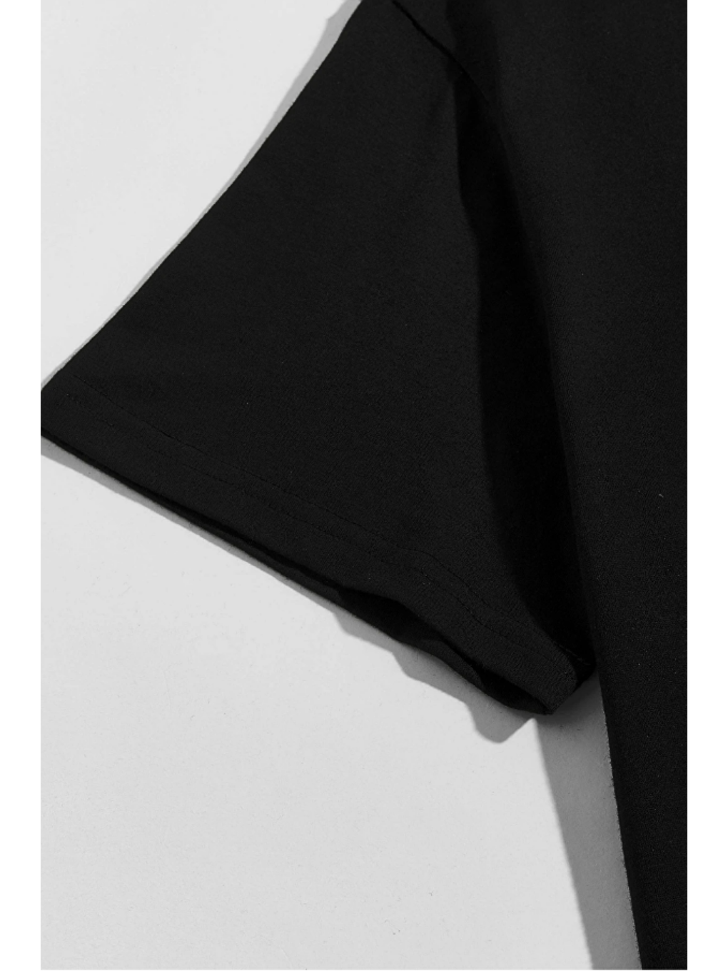 Erkek Siyah Bisiklet Yaka Oval Etek Salaş %100 Pamuk Basic Tişört-2