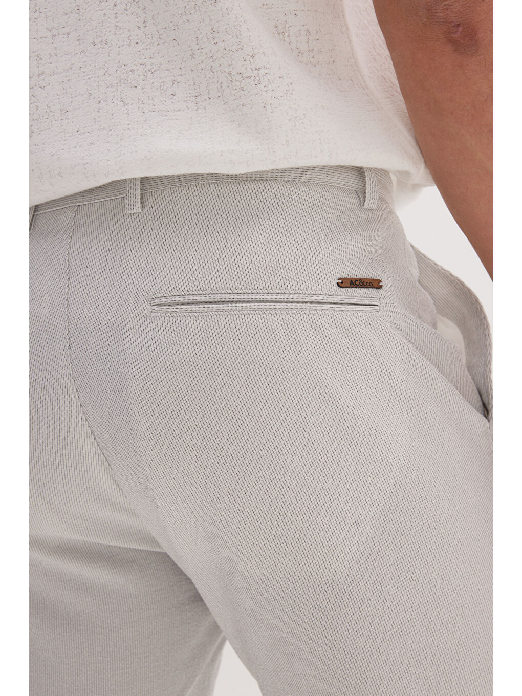 Erkek Gri Slim Fit Dar Kesim Beli Bağlamalı Çizgili Yan Cepli Casual Jogger Pantolon-4