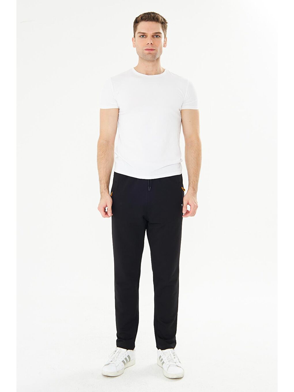 Erkek Pamuklu Fermuarlı Cepli Eşofman Altı Siyah 7814-S-2