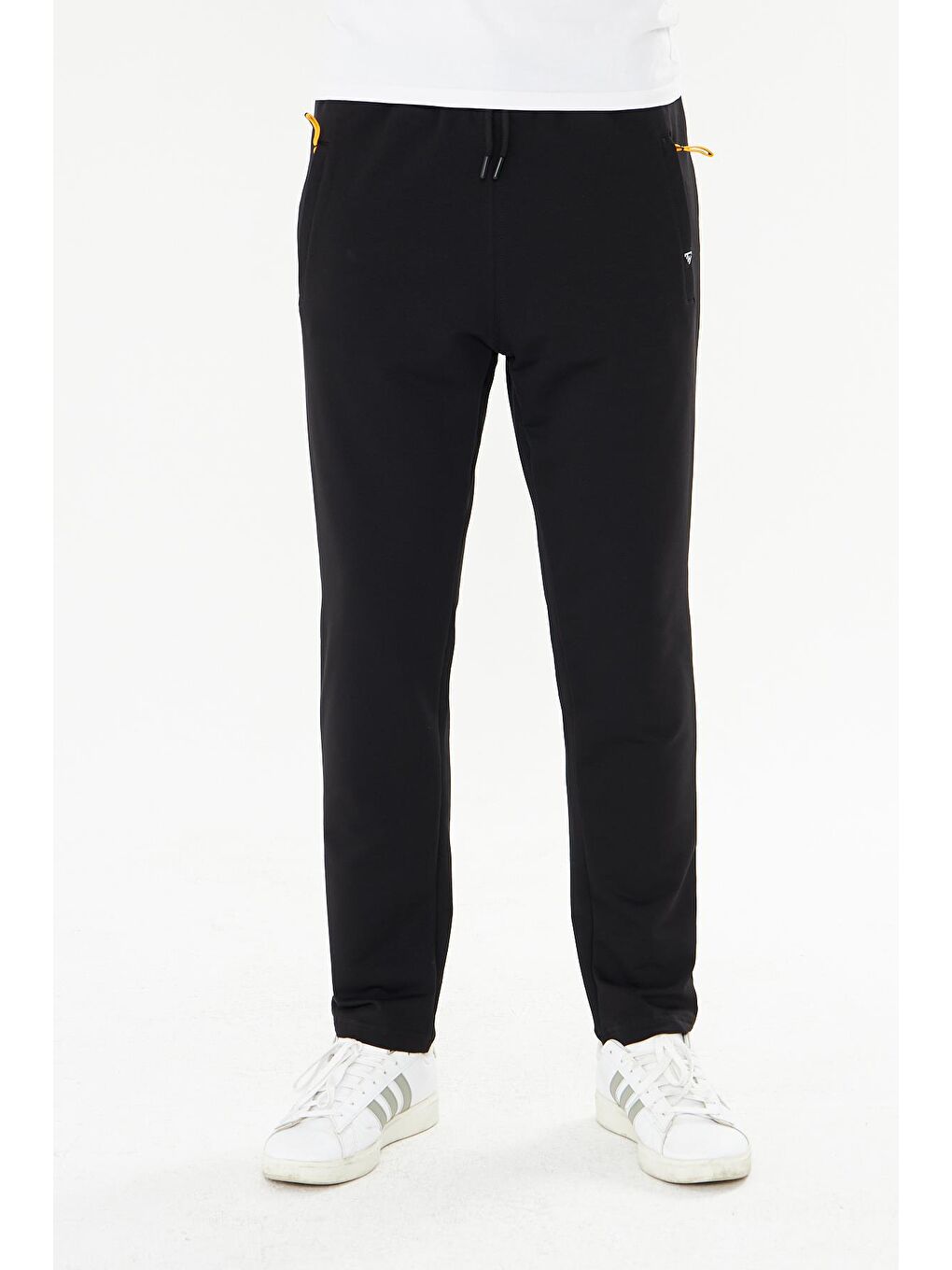 Erkek Pamuklu Fermuarlı Cepli Eşofman Altı Siyah 7814-S-3