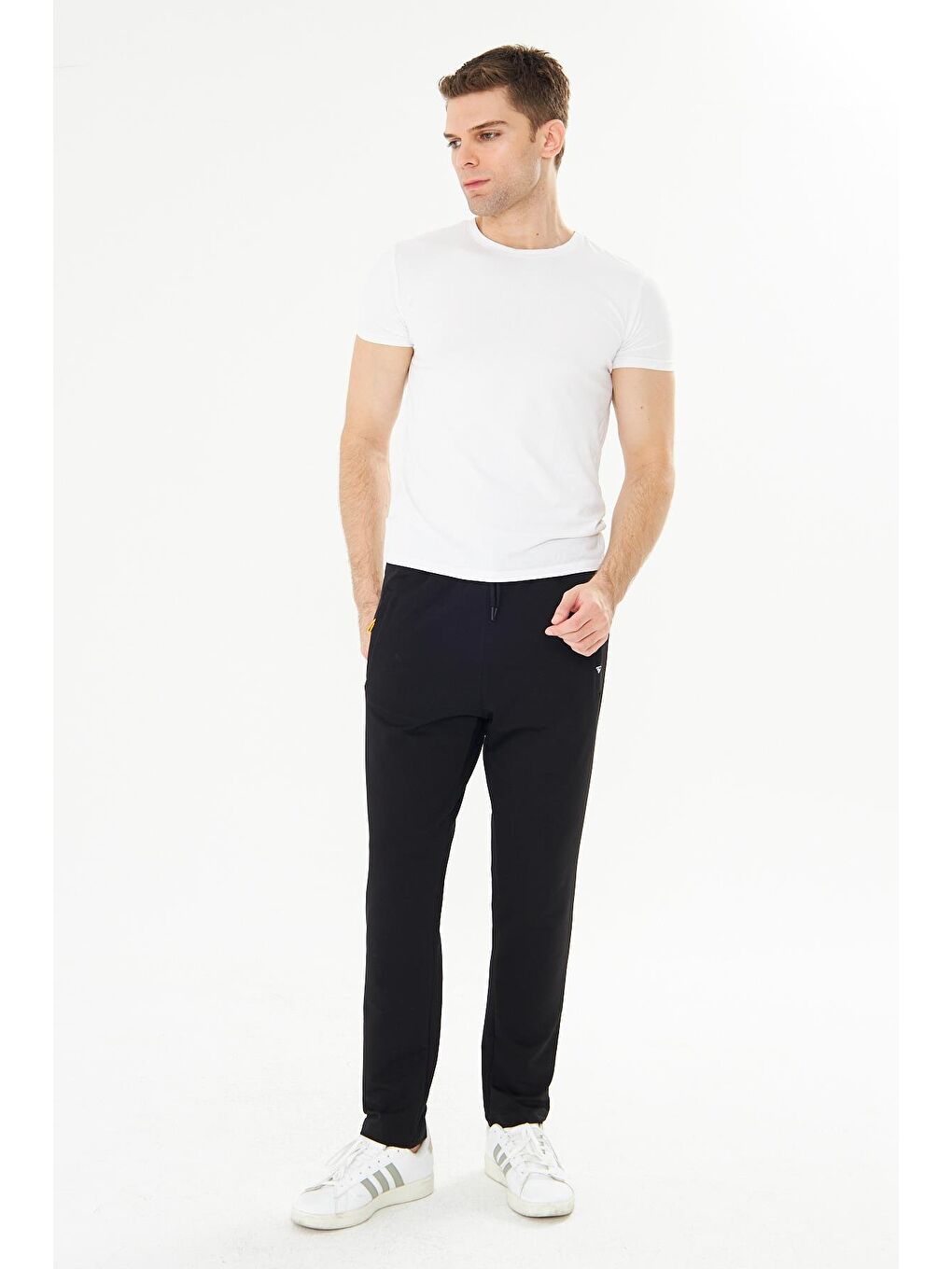 Erkek Pamuklu Fermuarlı Cepli Eşofman Altı Siyah 7814-S-4