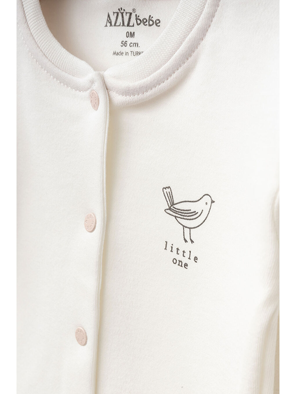 Pembe Kız Bebek Kuş Desenli Zıbın Pantolon Bere 3'lü Alt Üst Bebek Takımı 0 Ay-6 Ay-1