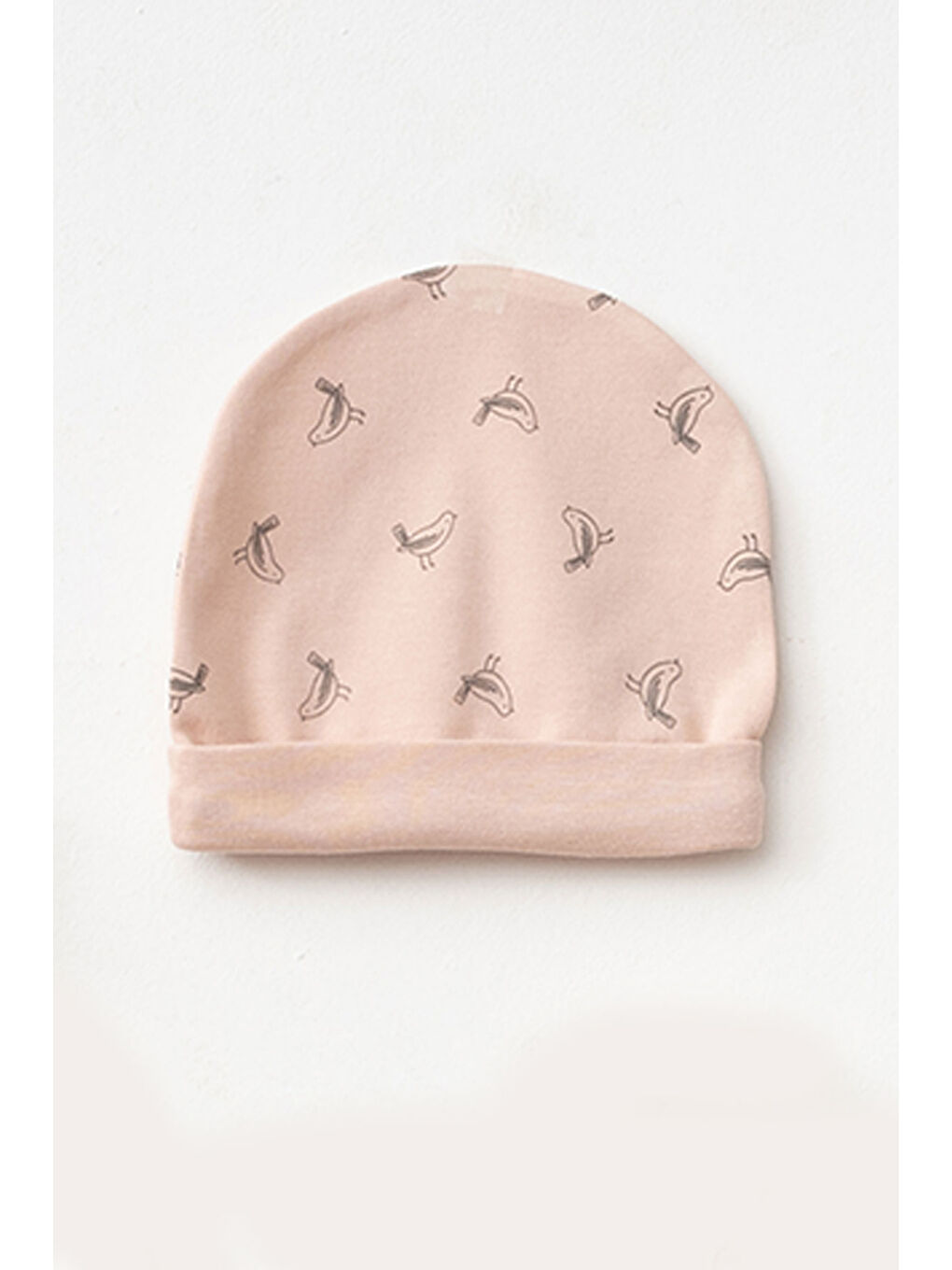 Pembe Kız Bebek Kuş Desenli Zıbın Pantolon Bere 3'lü Alt Üst Bebek Takımı 0 Ay-6 Ay-2