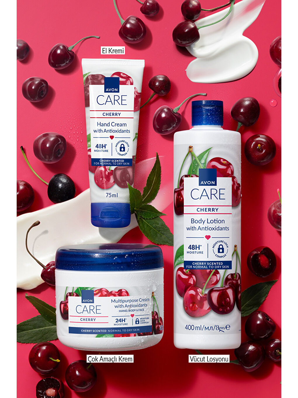 Care Kiraz Kokulu Çok Amaçlı Krem 400 Ml. Üçlü Paket-3