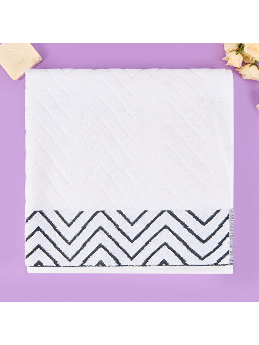 Soft Wave Banyo Havlusu - Beyaz - 70x140 cm