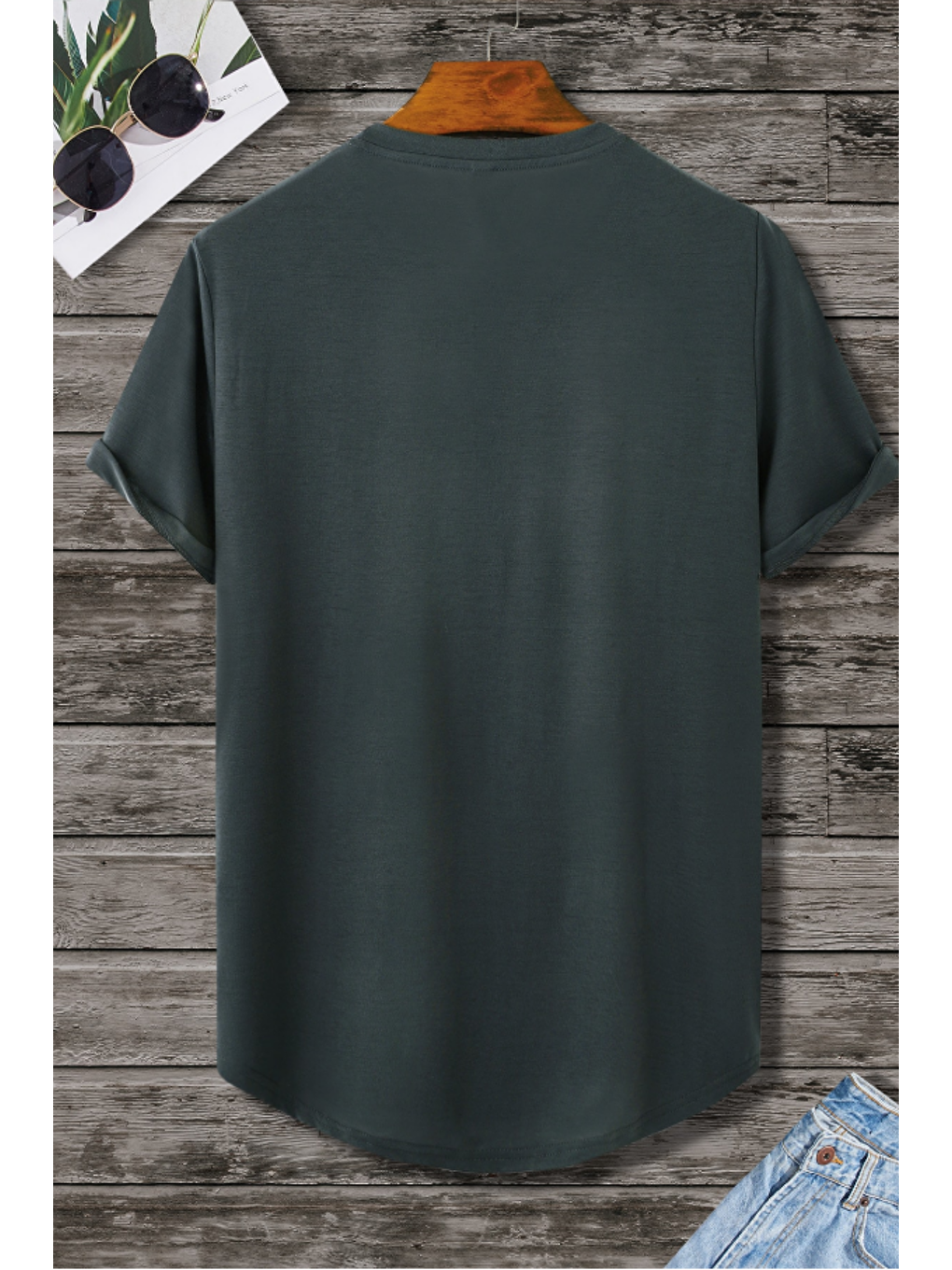 Erkek Antrasit Bisiklet Yaka Oval Etek Salaş %100 Pamuk Basic T-Shirt-1