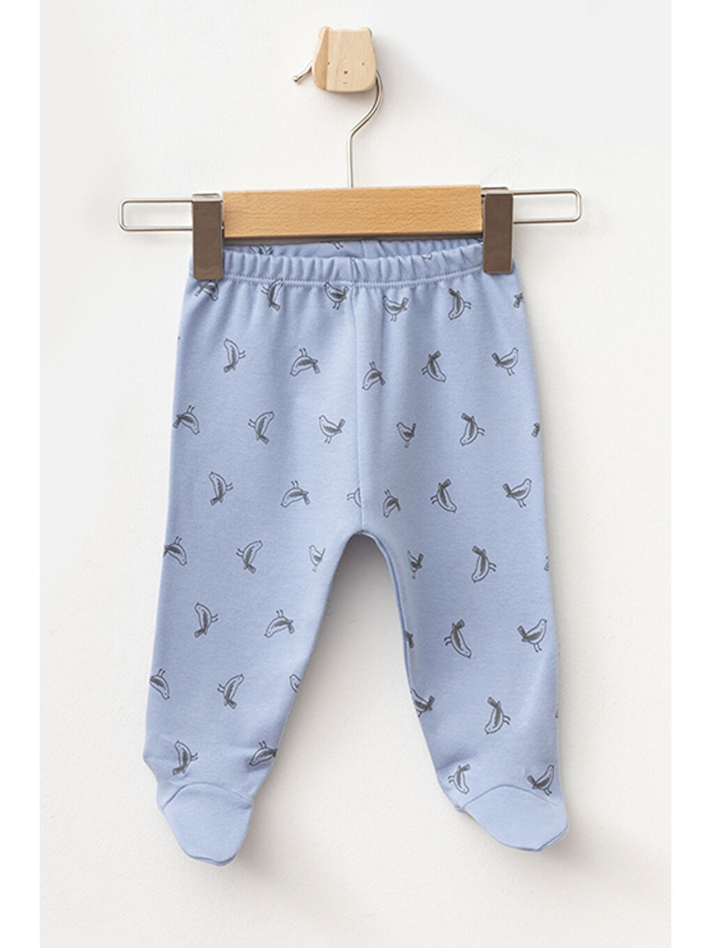 Mor Kız Bebek Kuş Desenli Zıbın Pantolon Bere 3'lü Alt Üst Bebek Takımı 0 Ay-6 Ay-3