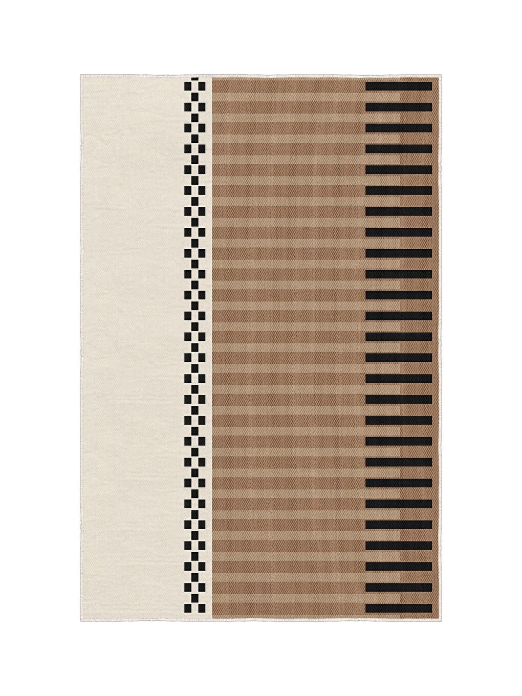 Kahverengi Özel Tasarım, Kaymaz Taban, İnce, Yıkanabilir, Modern Halı WOOKECE1492 120x180-3