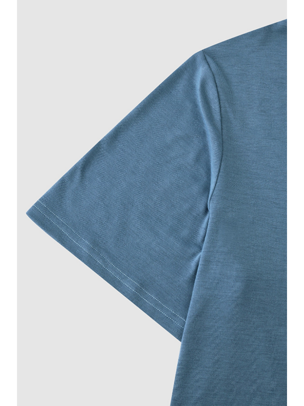 Erkek Mavi Bisiklet Yaka Oval Etek Salaş %100 Pamuk Basic T-Shirt-2