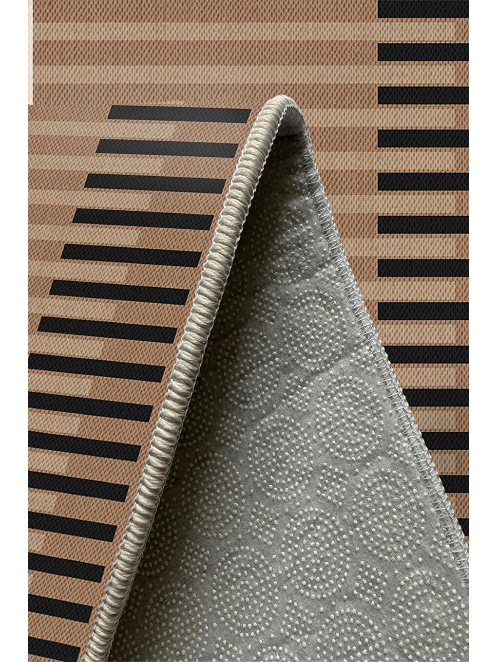 Kahverengi Özel Tasarım, Kaymaz Taban, İnce, Yıkanabilir, Modern Halı WOOKECE1492 120x180-5