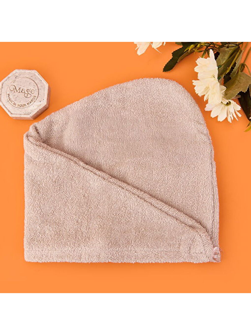 Soft Pamuk Saç Havlusu - Bej - 55x25 cm