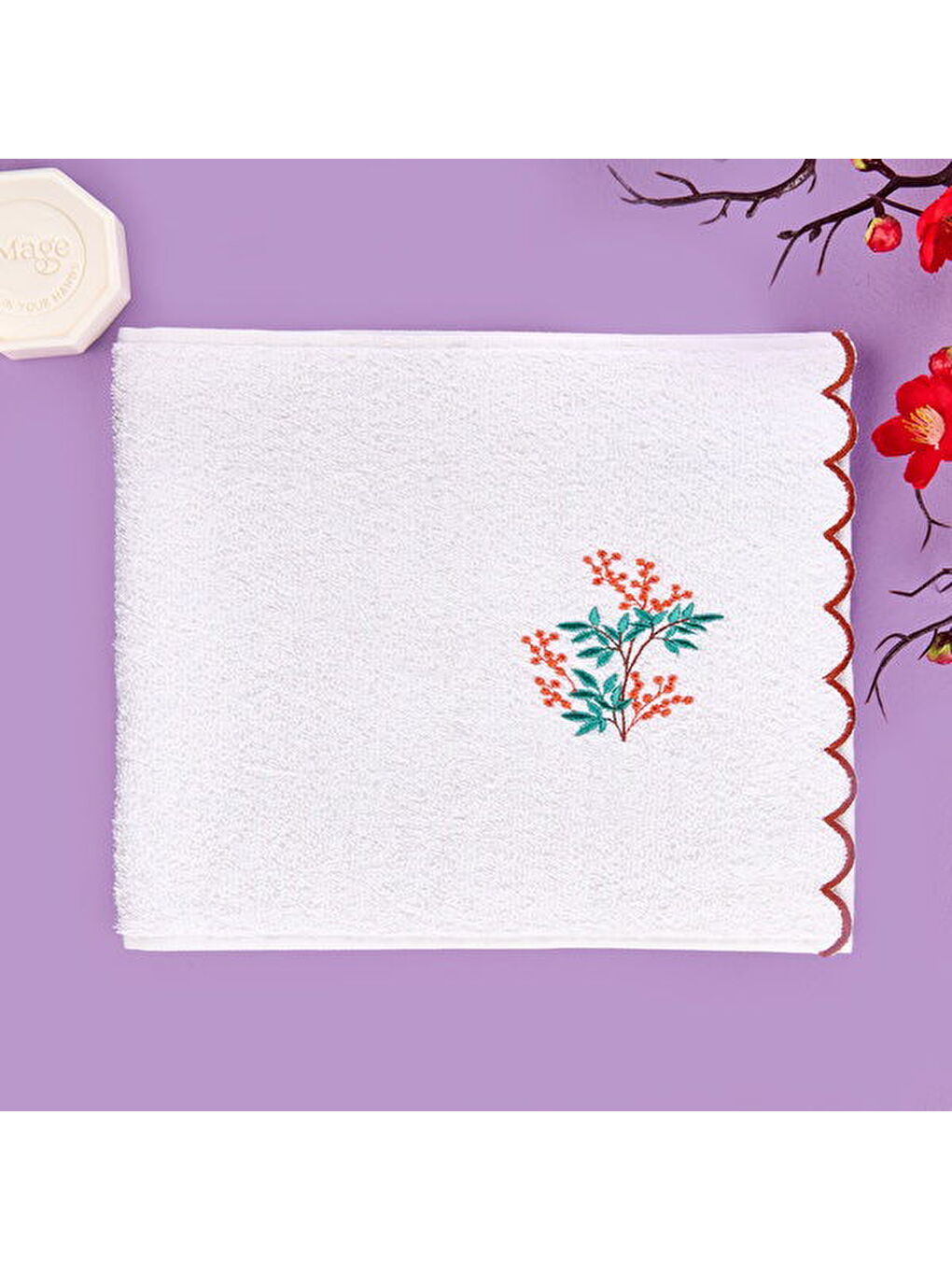 Lila Soft Urban Delight Onda El Havlusu - Ekru / Kahverengi - 30x50 cm-1