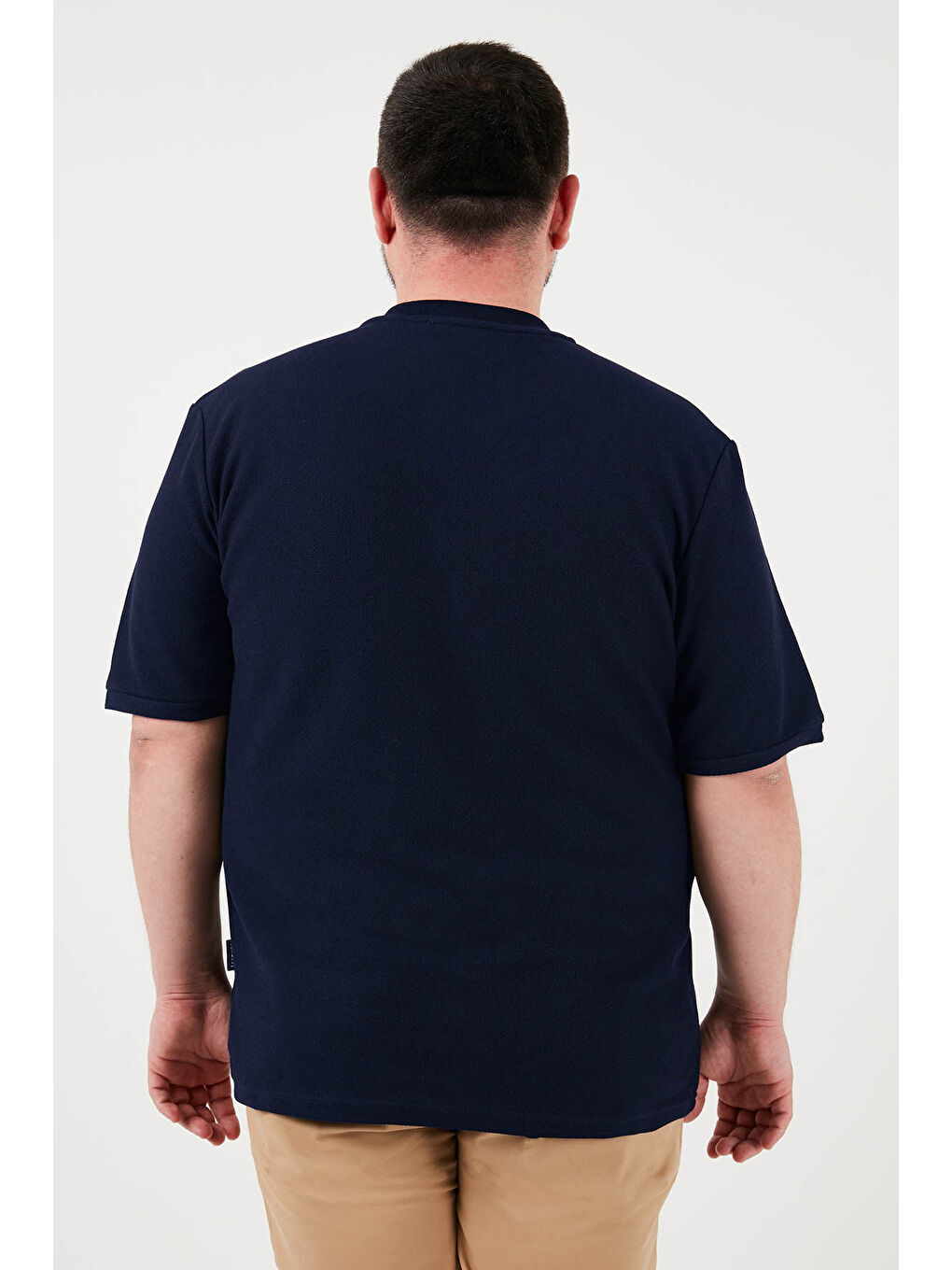 Lacivert Pamuklu Regular Fit Büyük Beden Erkek %100 Pamuk Tişört 5902653B-3