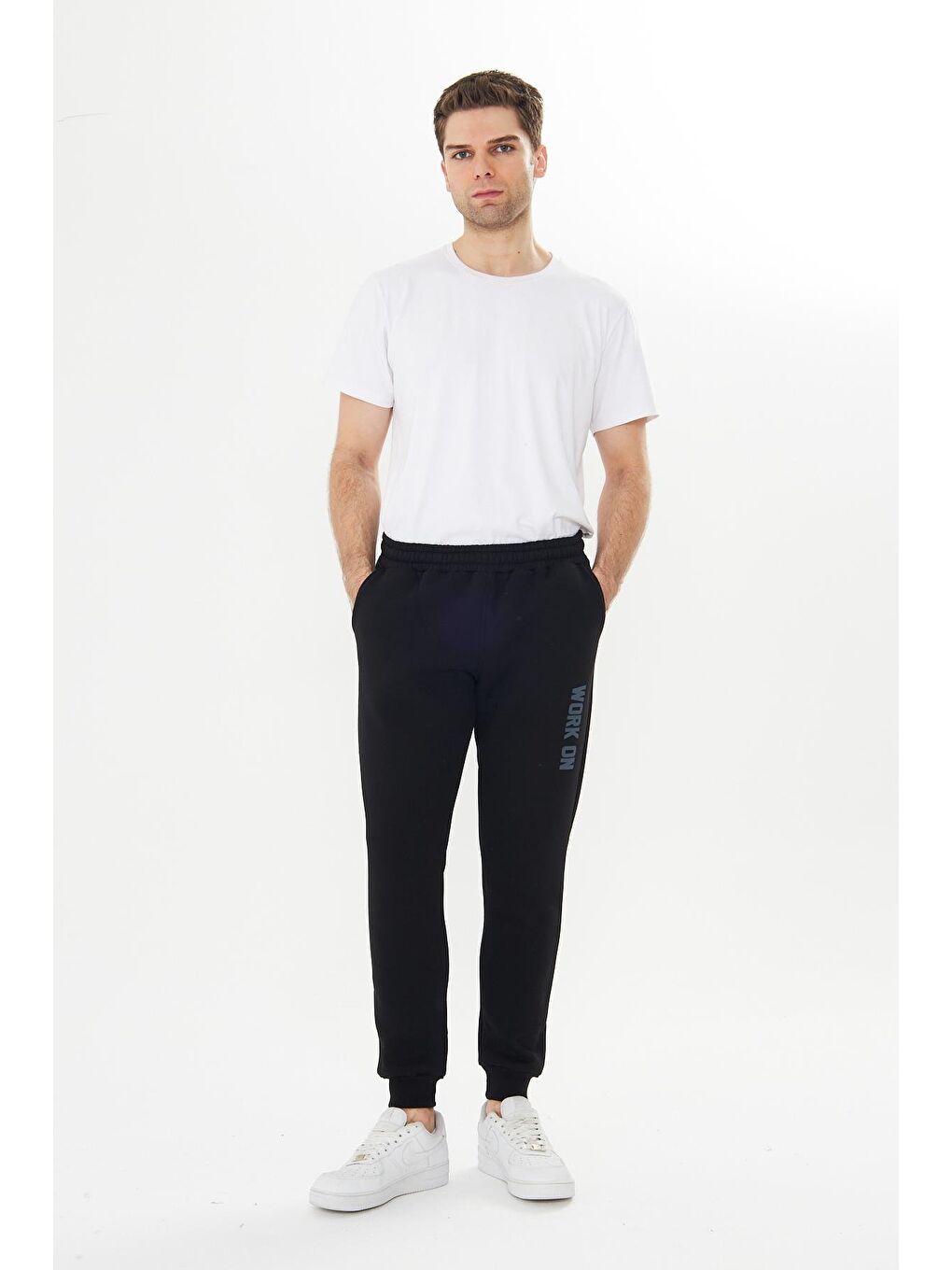 Erkek 3 Iplik Kışlık Eşofman Altı Siyah 5452-S-1