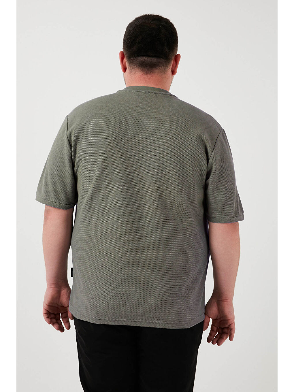Haki Pamuklu Regular Fit Büyük Beden Erkek %100 Pamuk Tişört 5902653B-3