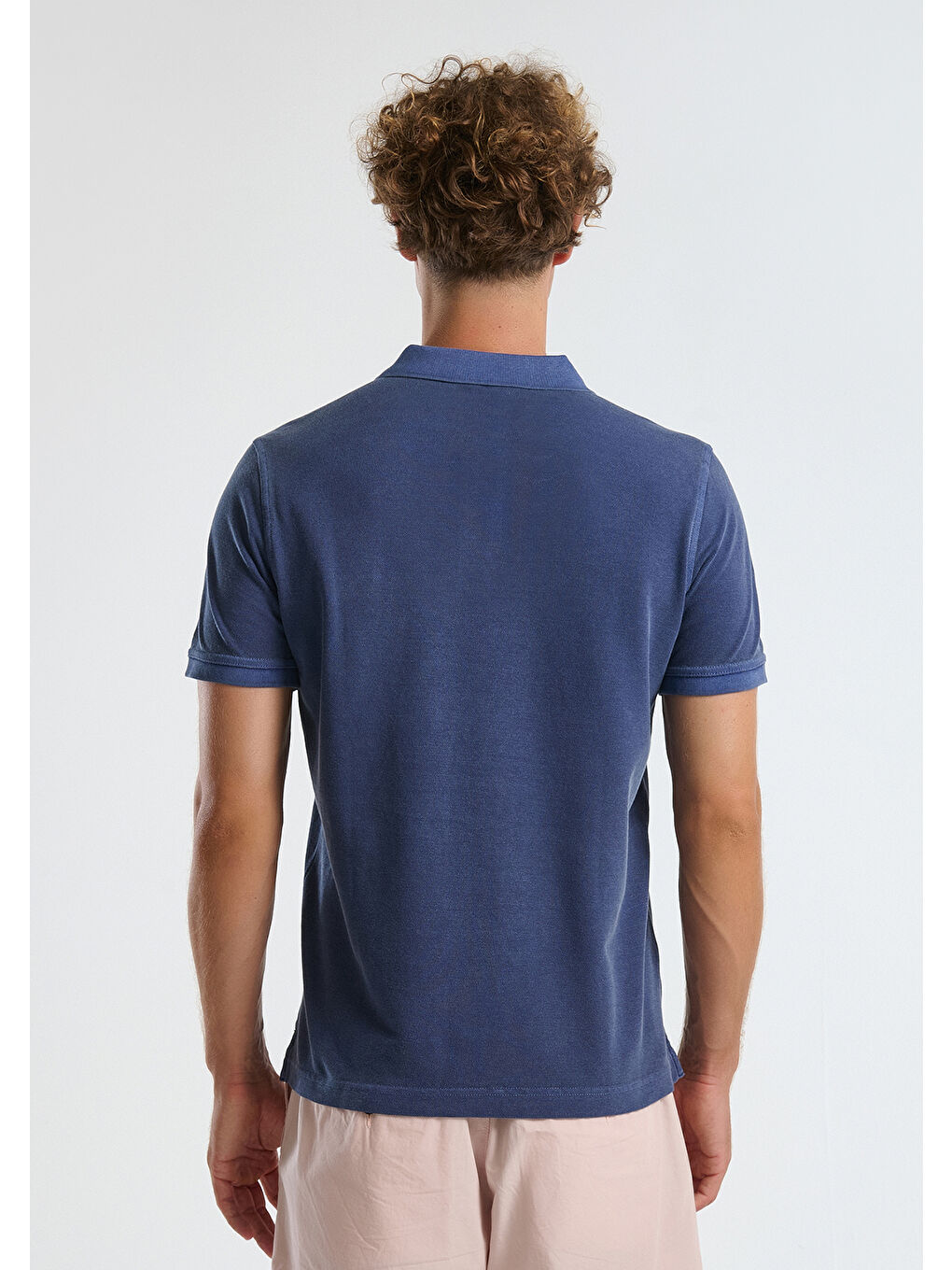 Erkek İndigo %100 Organik Pamuk Regular Fit Polo T-Shirt-2
