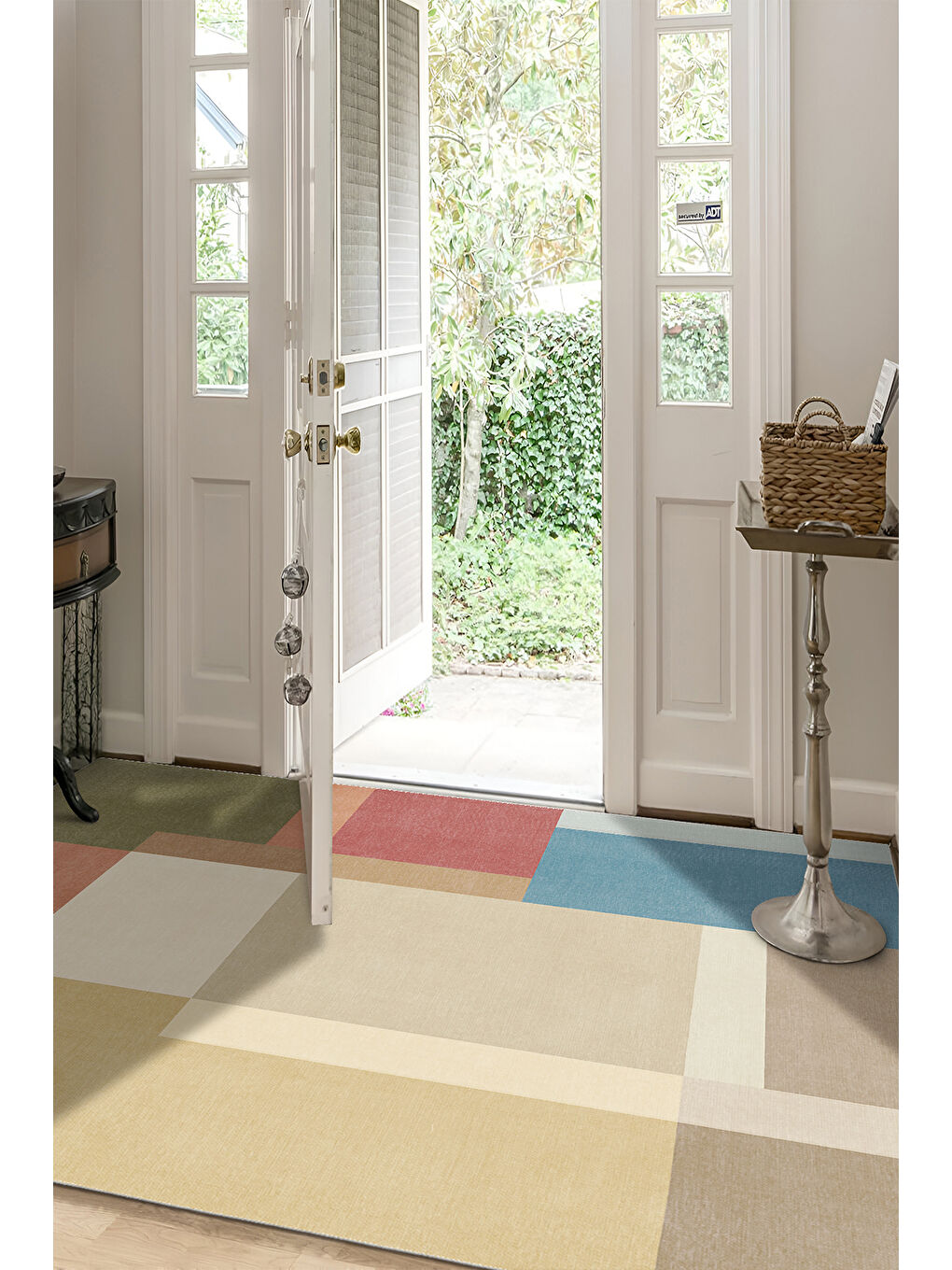 Bej Dekoratif Salon Halısı, Makinada Yıkanabilir, Kaymaz Taban, İnce & Modern Tasarım-4