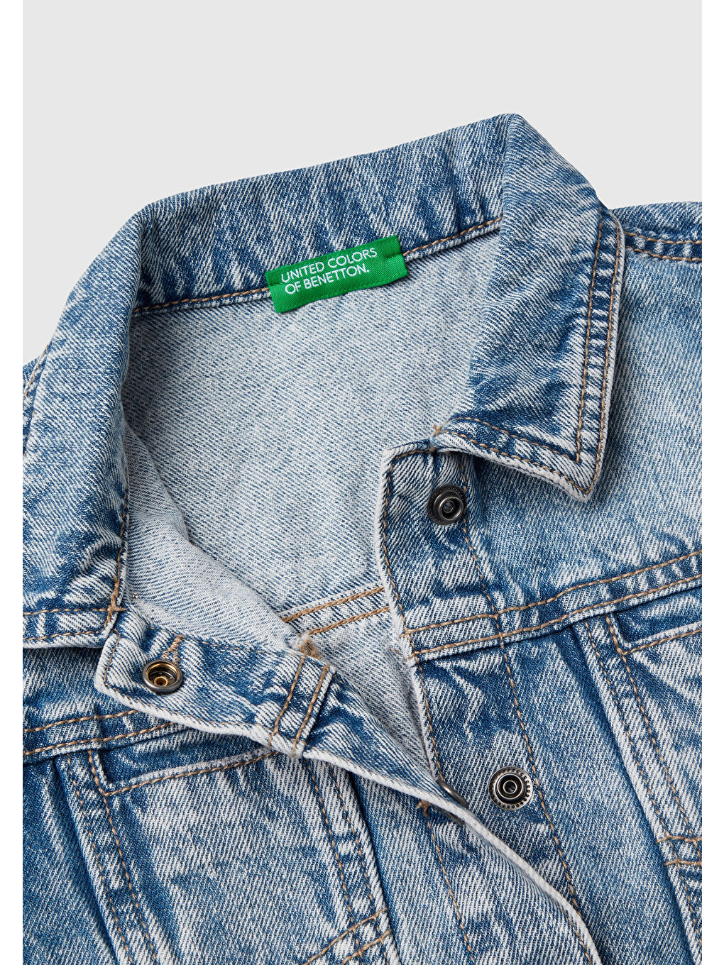 United Colors Of Benetton Mavi Kız Çocuk Mavi  Kolları Fırfırlı Ağartılmış Denim Yelek - 2