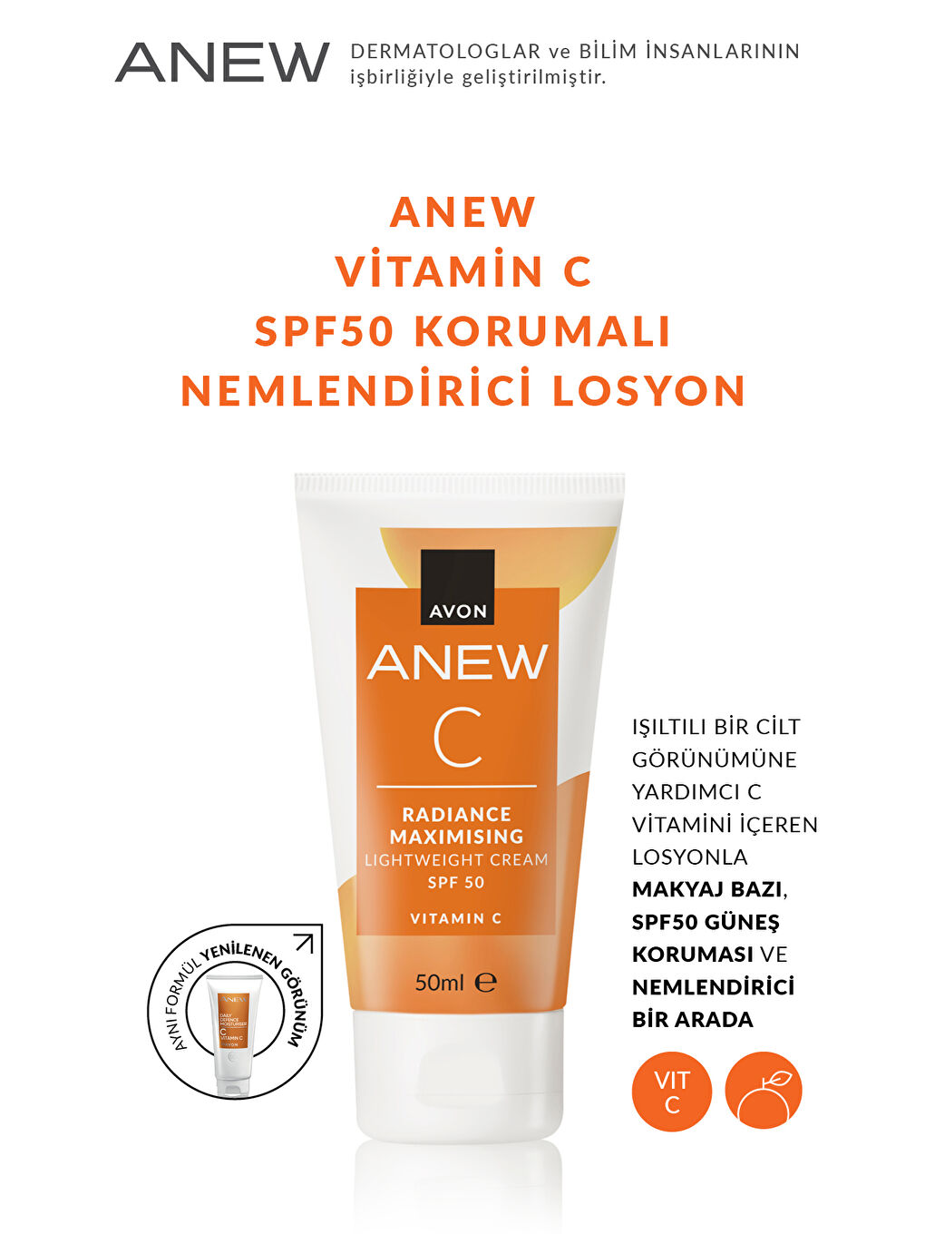 Anew Vitamin C SPF50 Korumalı Nemlendirici Losyon 50 Ml. Üçlü Paket-1