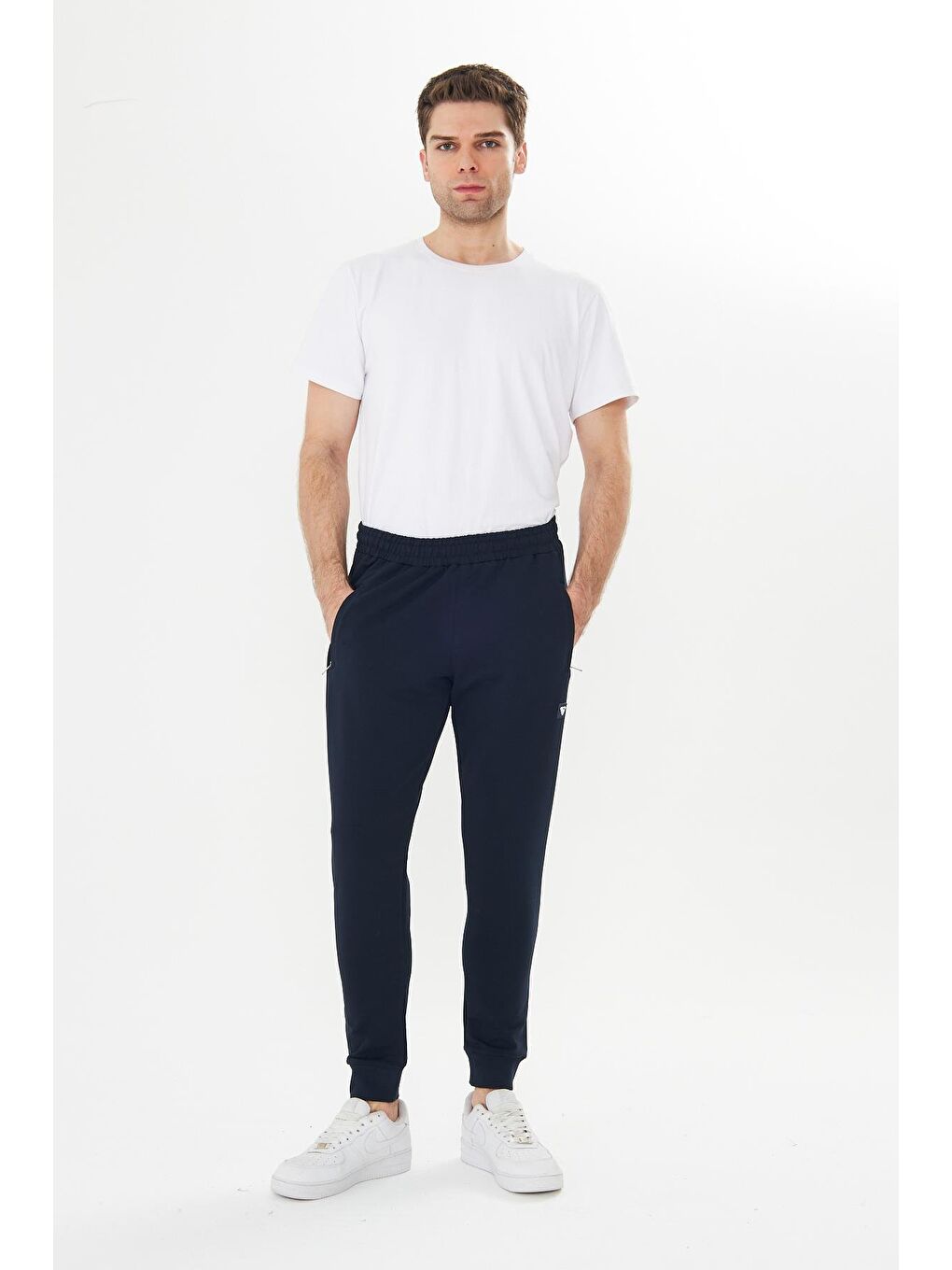 Erkek Pamuklu Fermuarlı Cepli Eşofman Altı Lacivert 7819-L-3