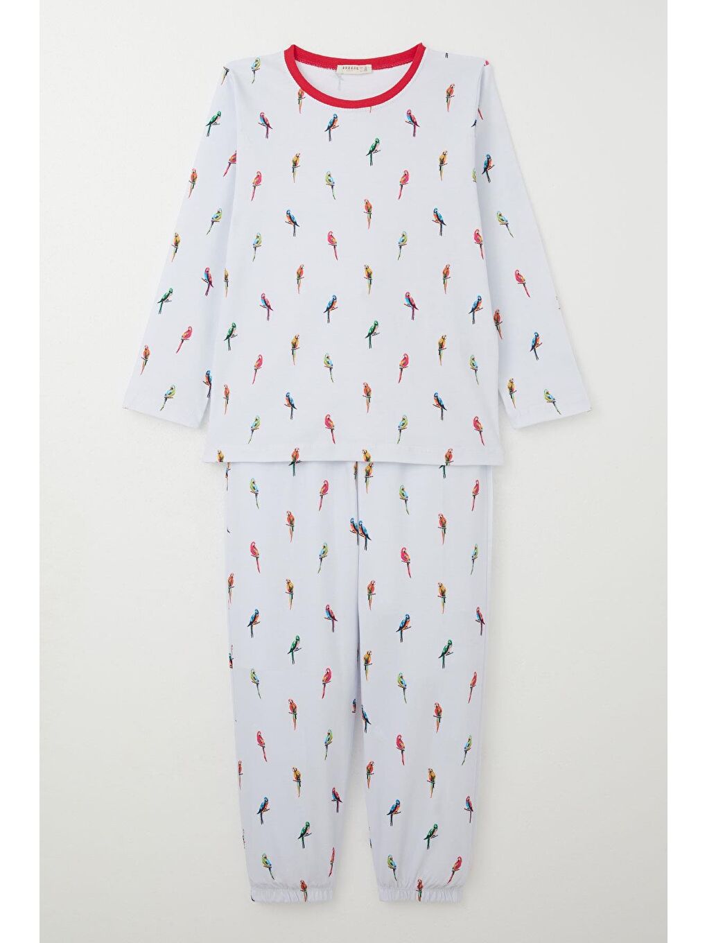 Kız Çocuk Pijama Takımı Papağan Neşesi Beyaz (10 Yaş)