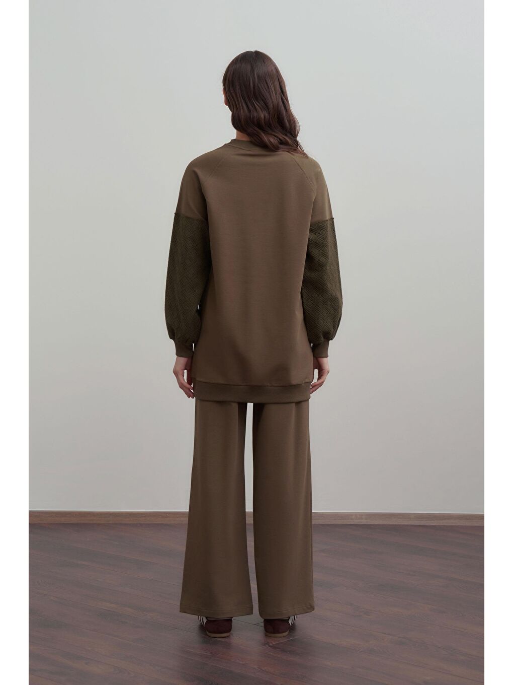 Haki-Pamuklu Dantel Garnili Eşofman Takımı-3