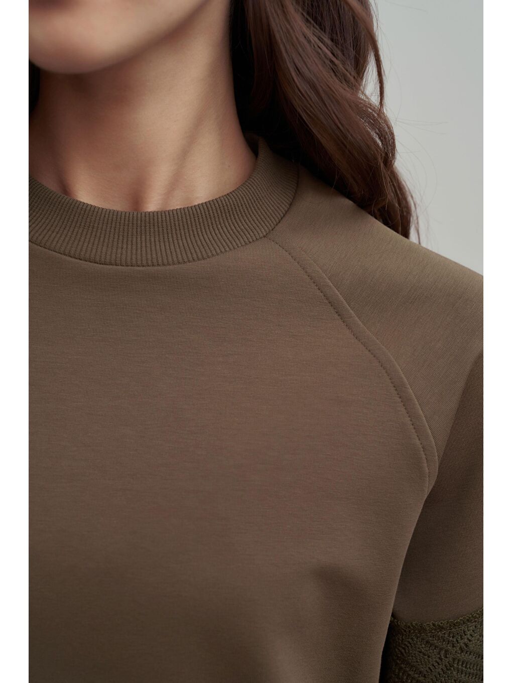 Haki-Pamuklu Dantel Garnili Eşofman Takımı-4