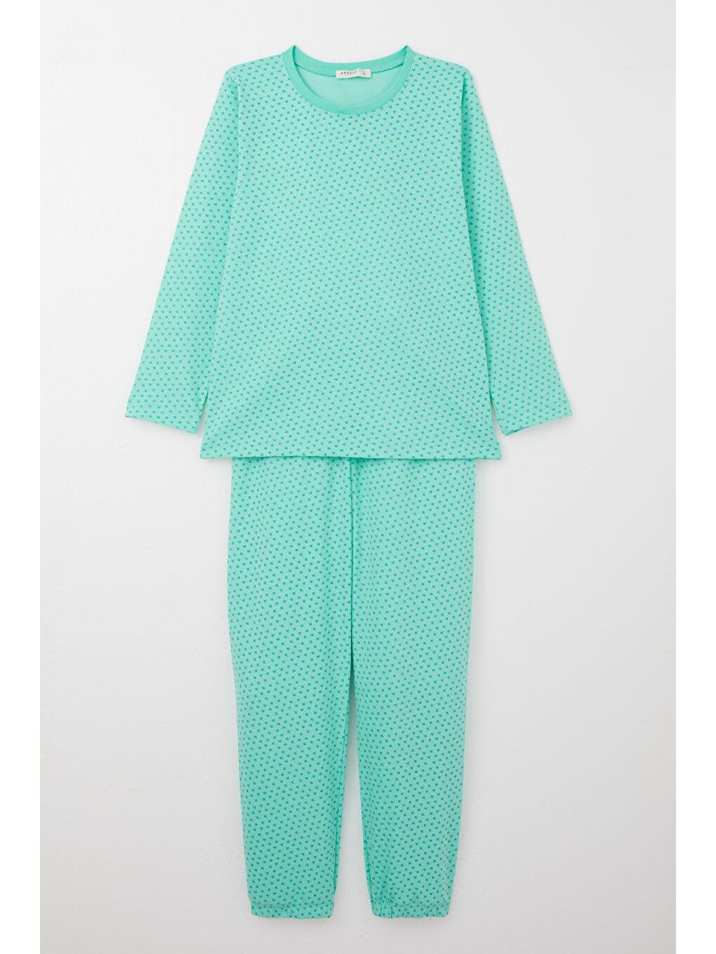 Kız Çocuk Pijama Takımı Çiçek Desenli Yeşil (9-11 Yaş)