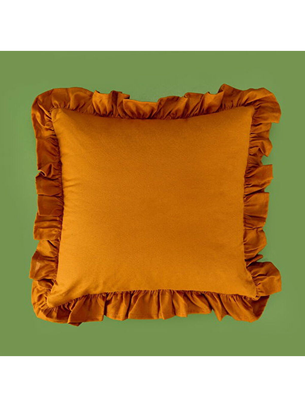 Kahverengi Soft Fancy Kırlent - Hardal - 40x40 cm-4