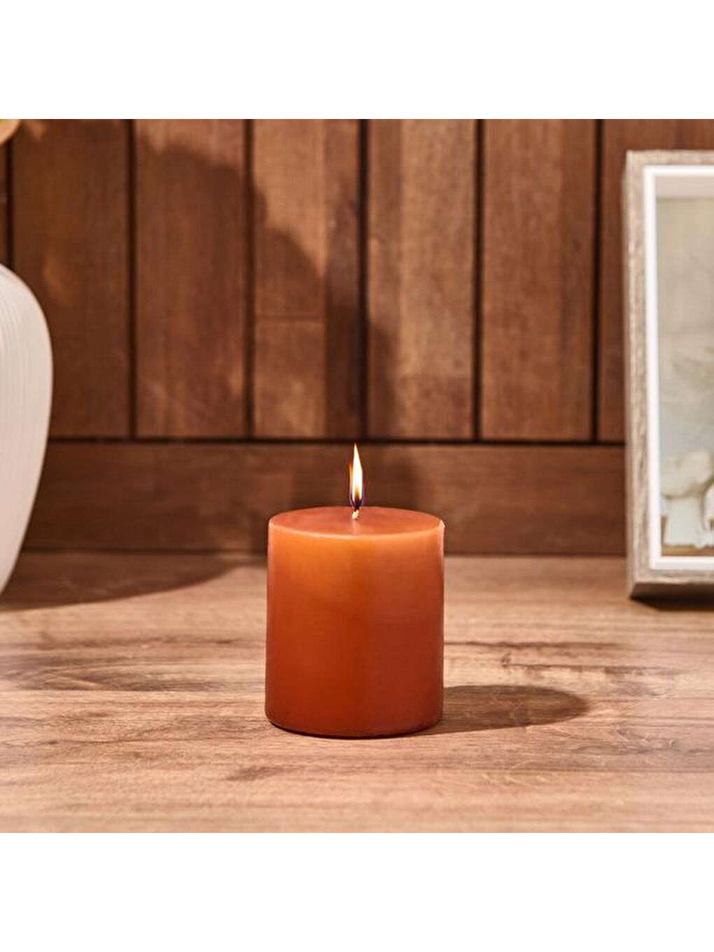 Otantik Baton Mum - Sütlü Kahverengi - 7x7 cm