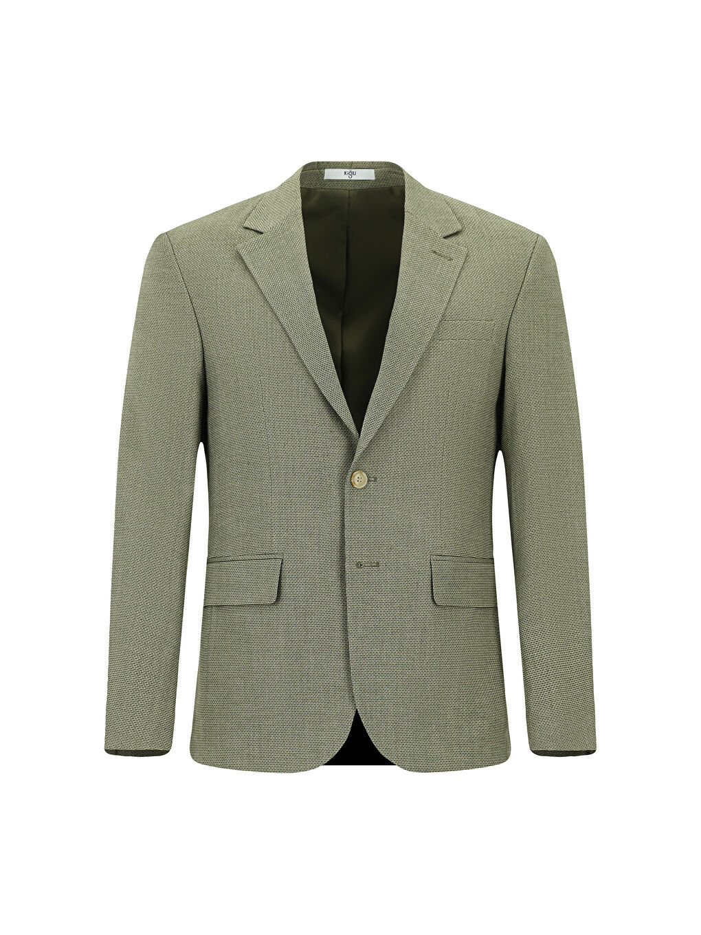 Yeşil Slim Fit Dar Kesim Klasik Desenli Ceket-6