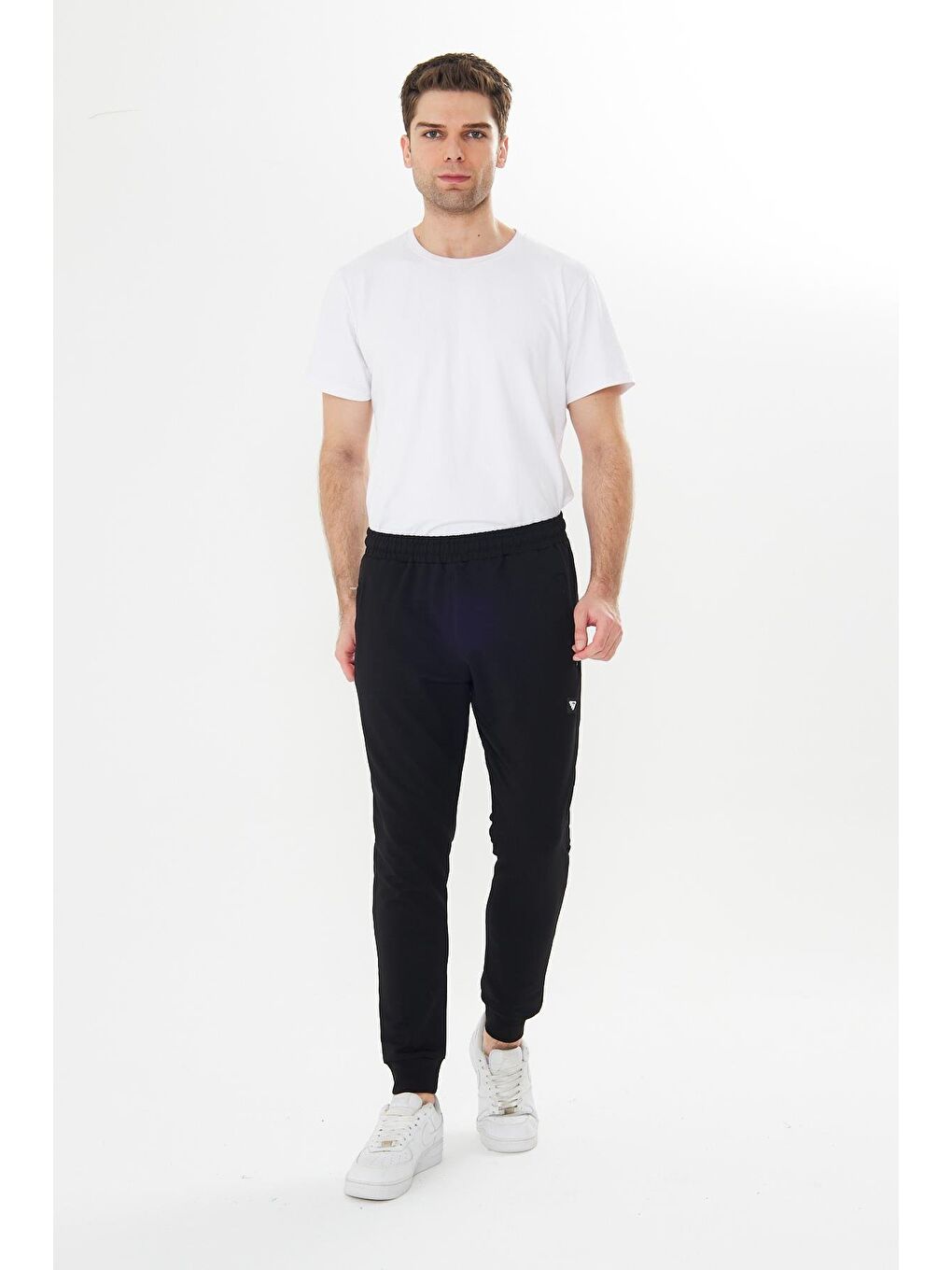 Erkek Pamuklu Fermuarlı Cepli Eşofman Altı Siyah 7819-S-1