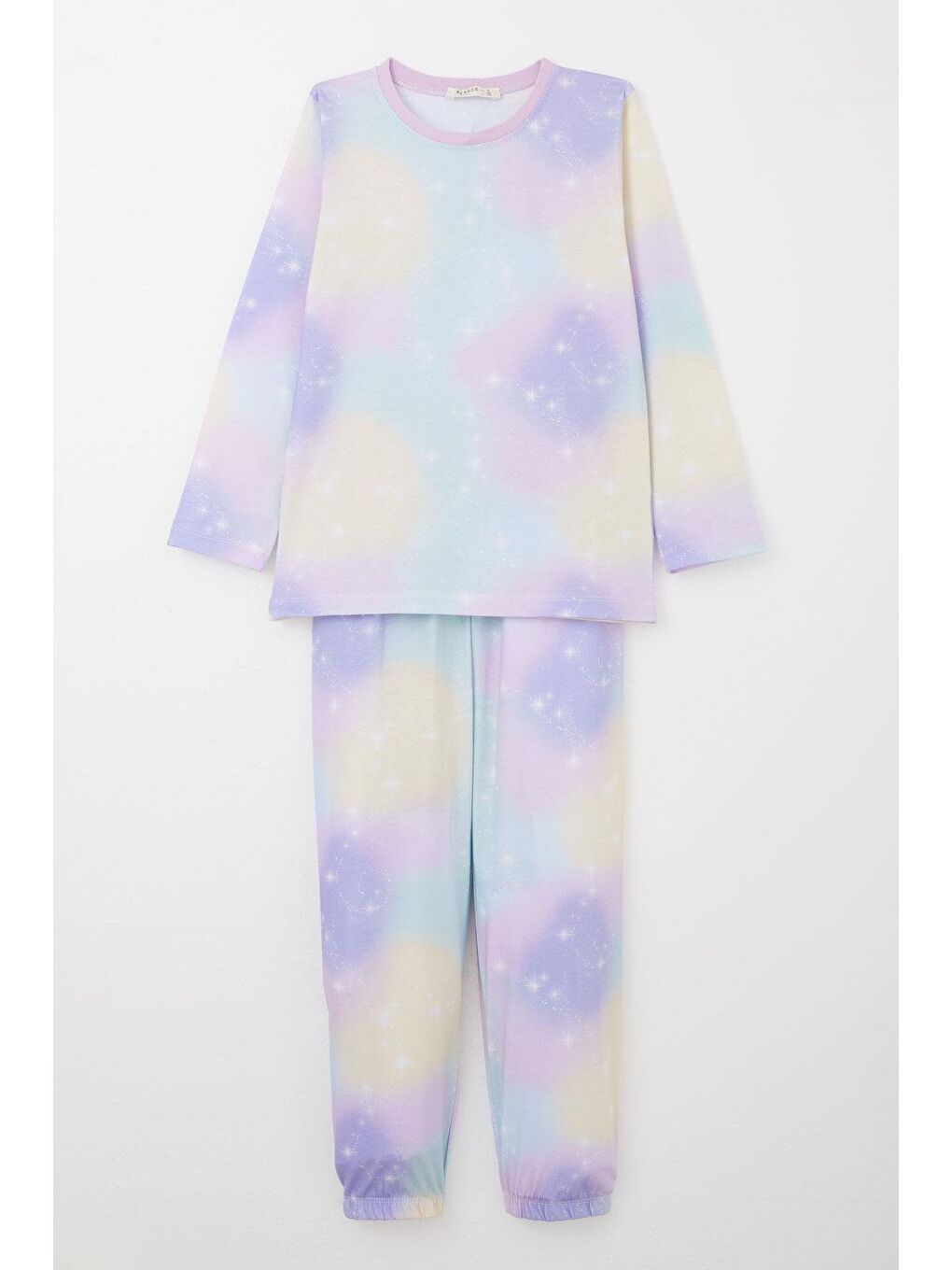 Kız Çocuk Pijama Takımı Gökyüzü Temalı Yıldız Desenli Lila (4 Yaş)