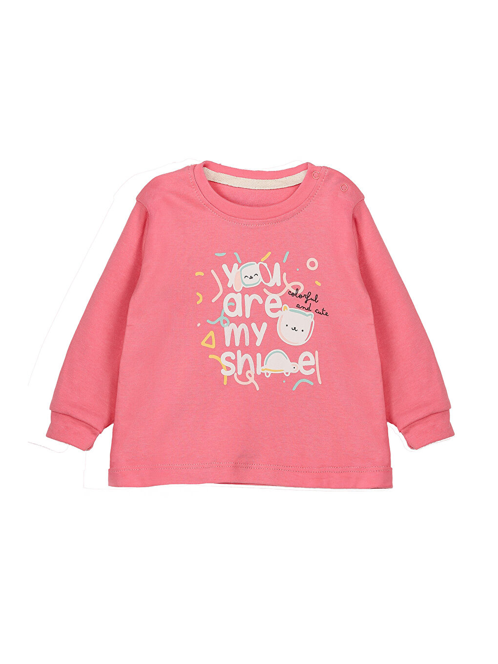 KİKO Pembe Yazı Baskılı Kız Bebek Sweatshirt 2'Li - 1